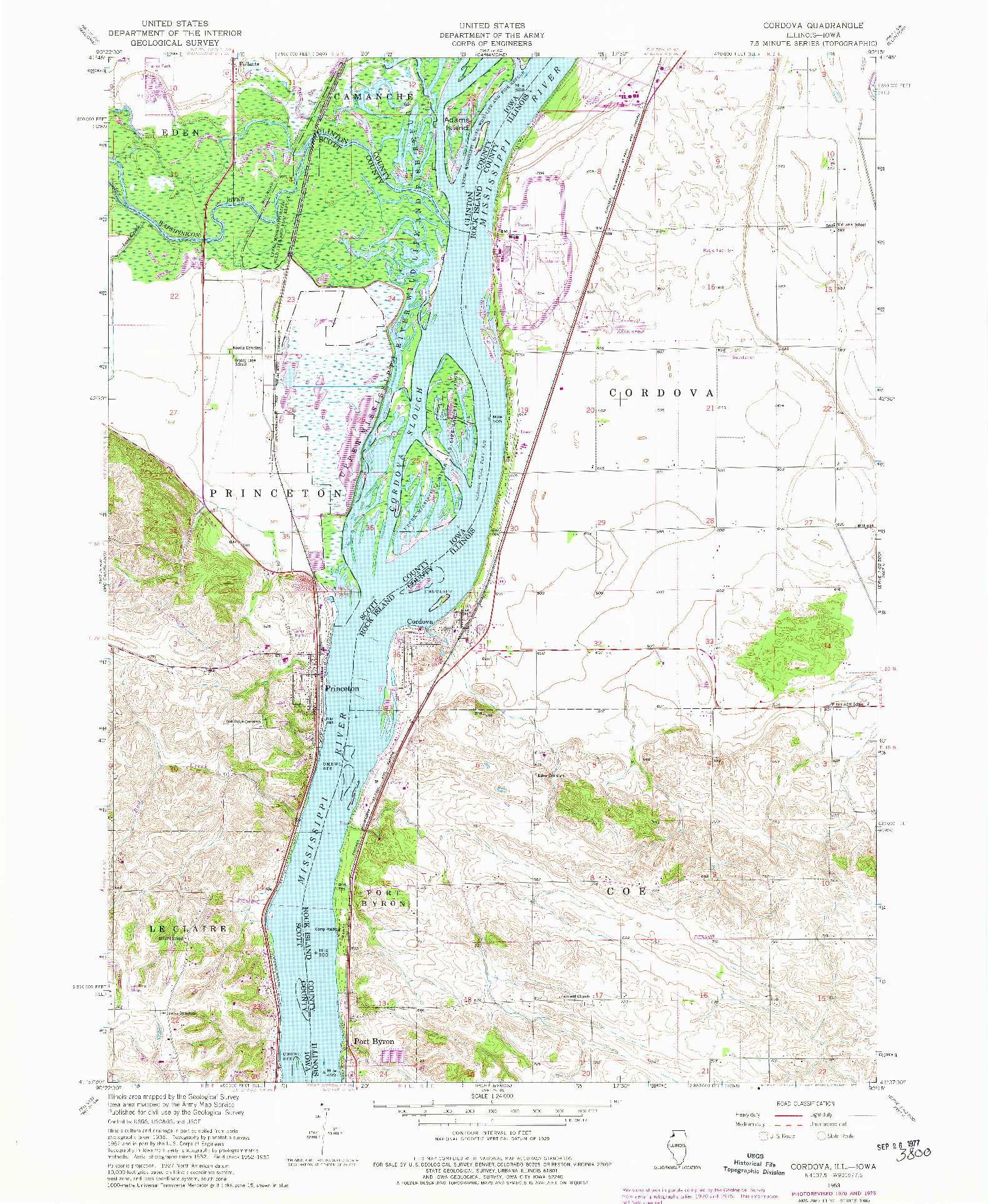 USGS 1:24000-SCALE QUADRANGLE FOR CORDOVA, IL 1953