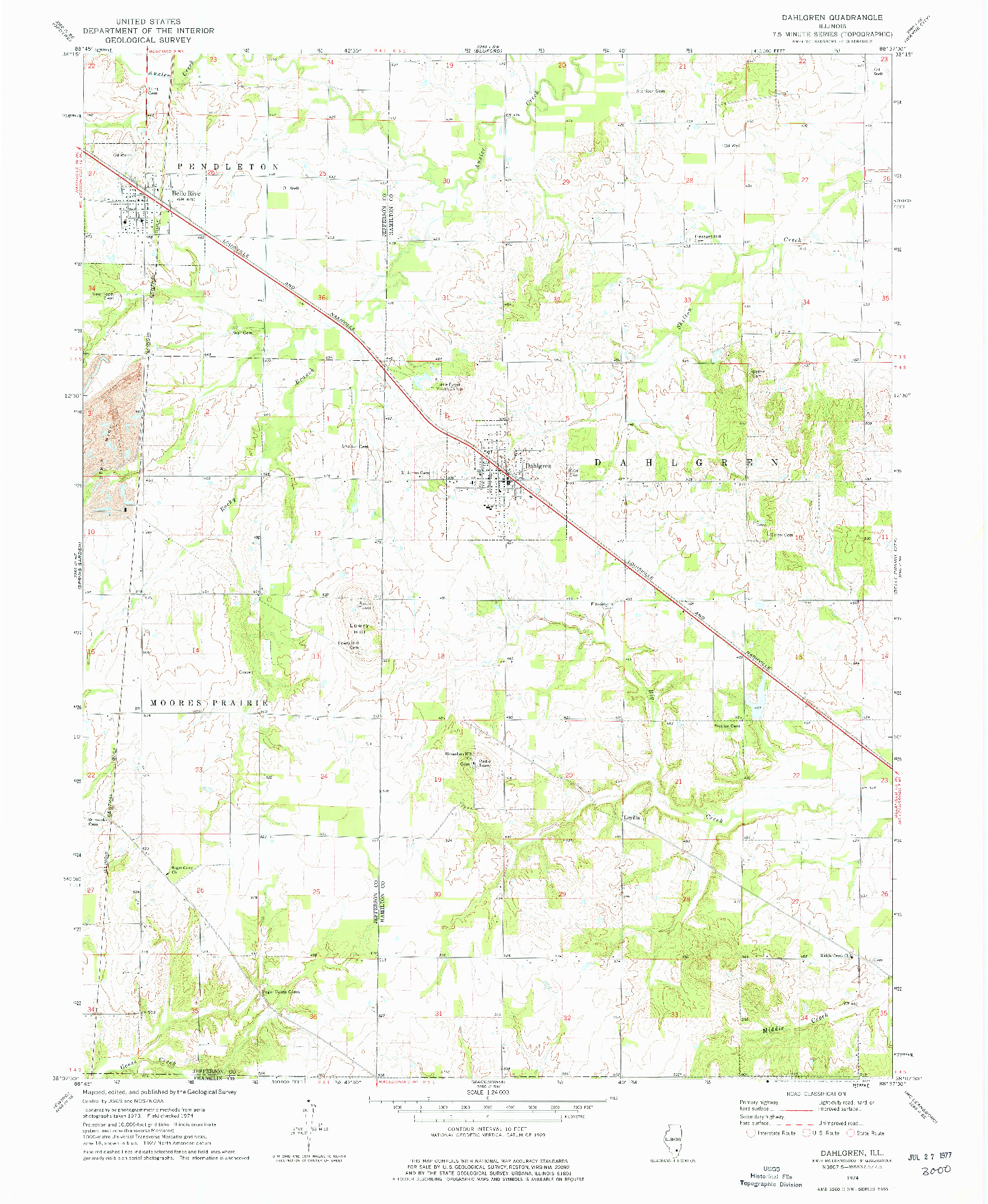 USGS 1:24000-SCALE QUADRANGLE FOR DAHLGREN, IL 1974