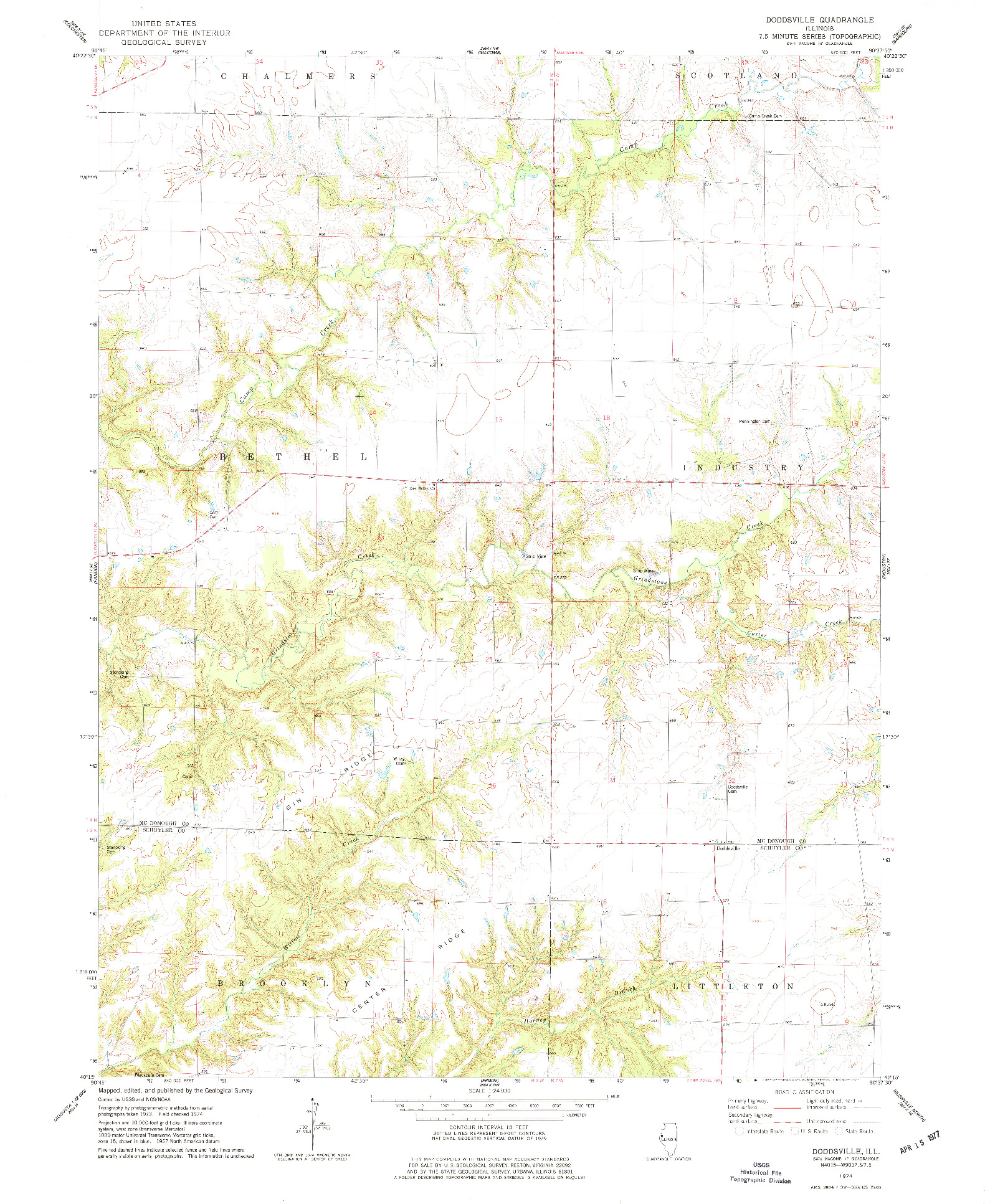 USGS 1:24000-SCALE QUADRANGLE FOR DODDSVILLE, IL 1974
