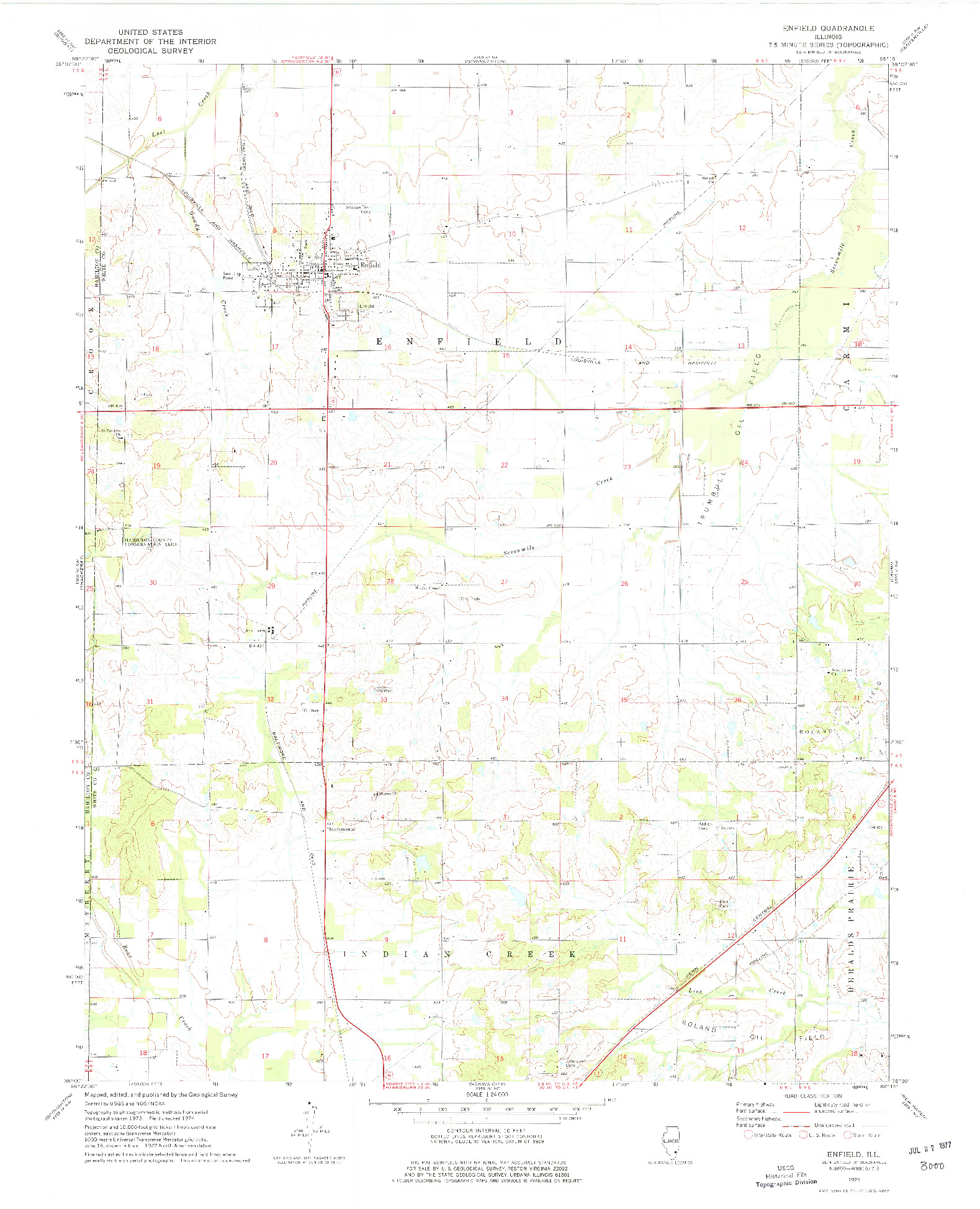 USGS 1:24000-SCALE QUADRANGLE FOR ENFIELD, IL 1974