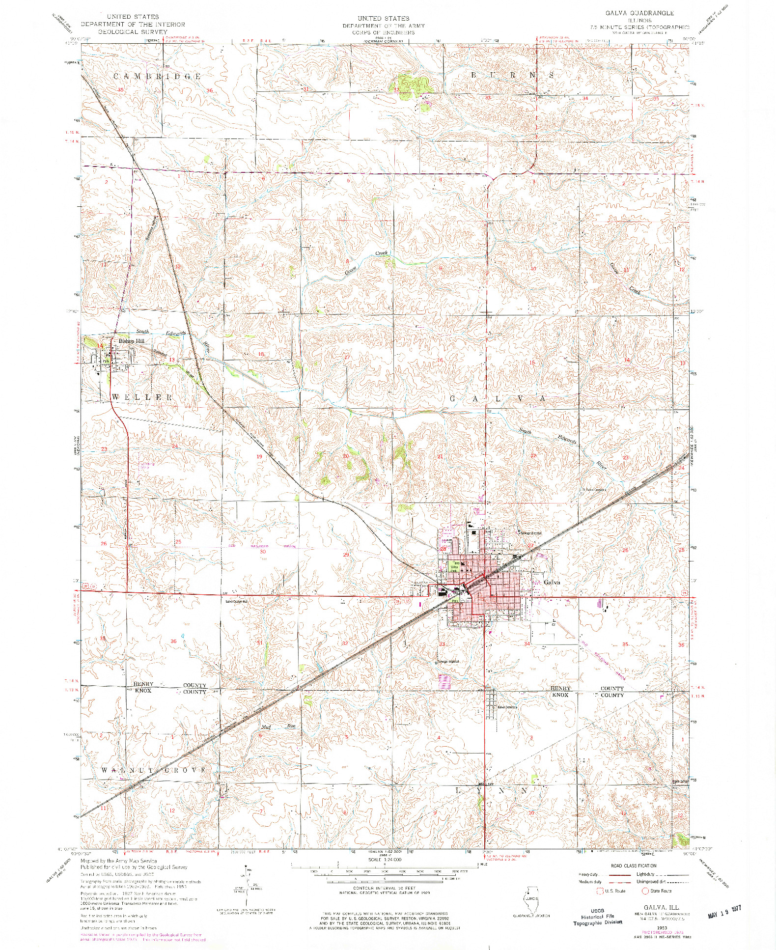 USGS 1:24000-SCALE QUADRANGLE FOR GALVA, IL 1953