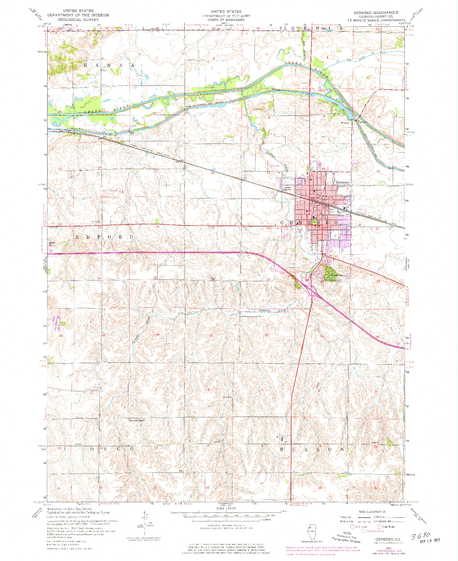 USGS 1:24000-SCALE QUADRANGLE FOR GENESEO, IL 1953