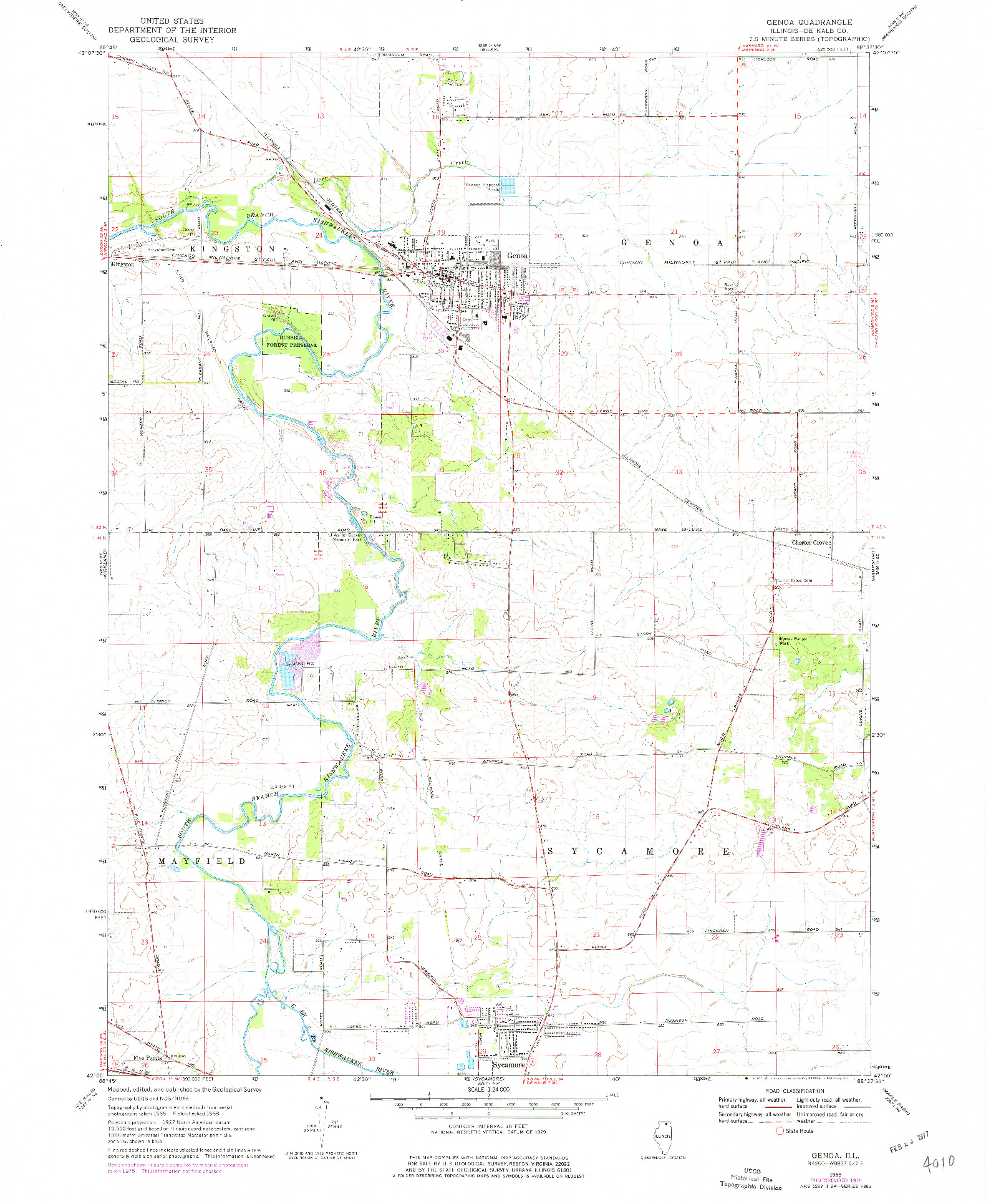 USGS 1:24000-SCALE QUADRANGLE FOR GENOA, IL 1968