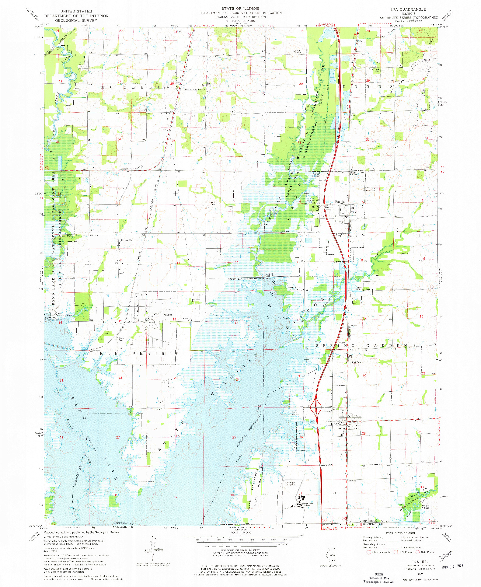 USGS 1:24000-SCALE QUADRANGLE FOR INA, IL 1975