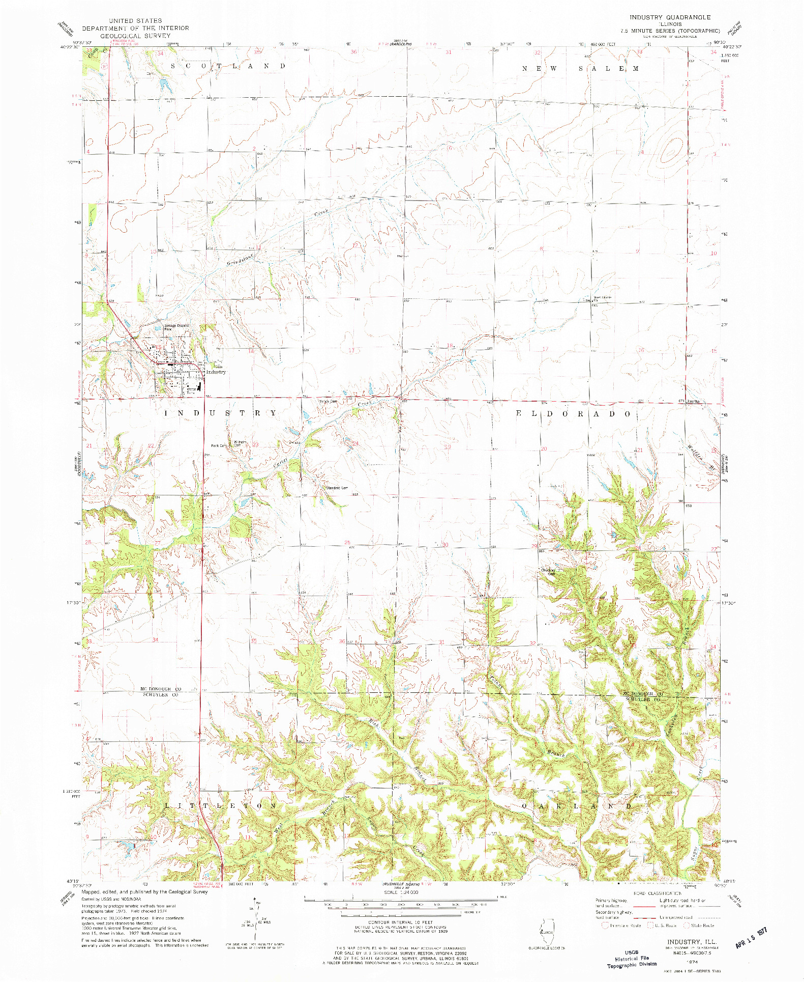 USGS 1:24000-SCALE QUADRANGLE FOR INDUSTRY, IL 1974