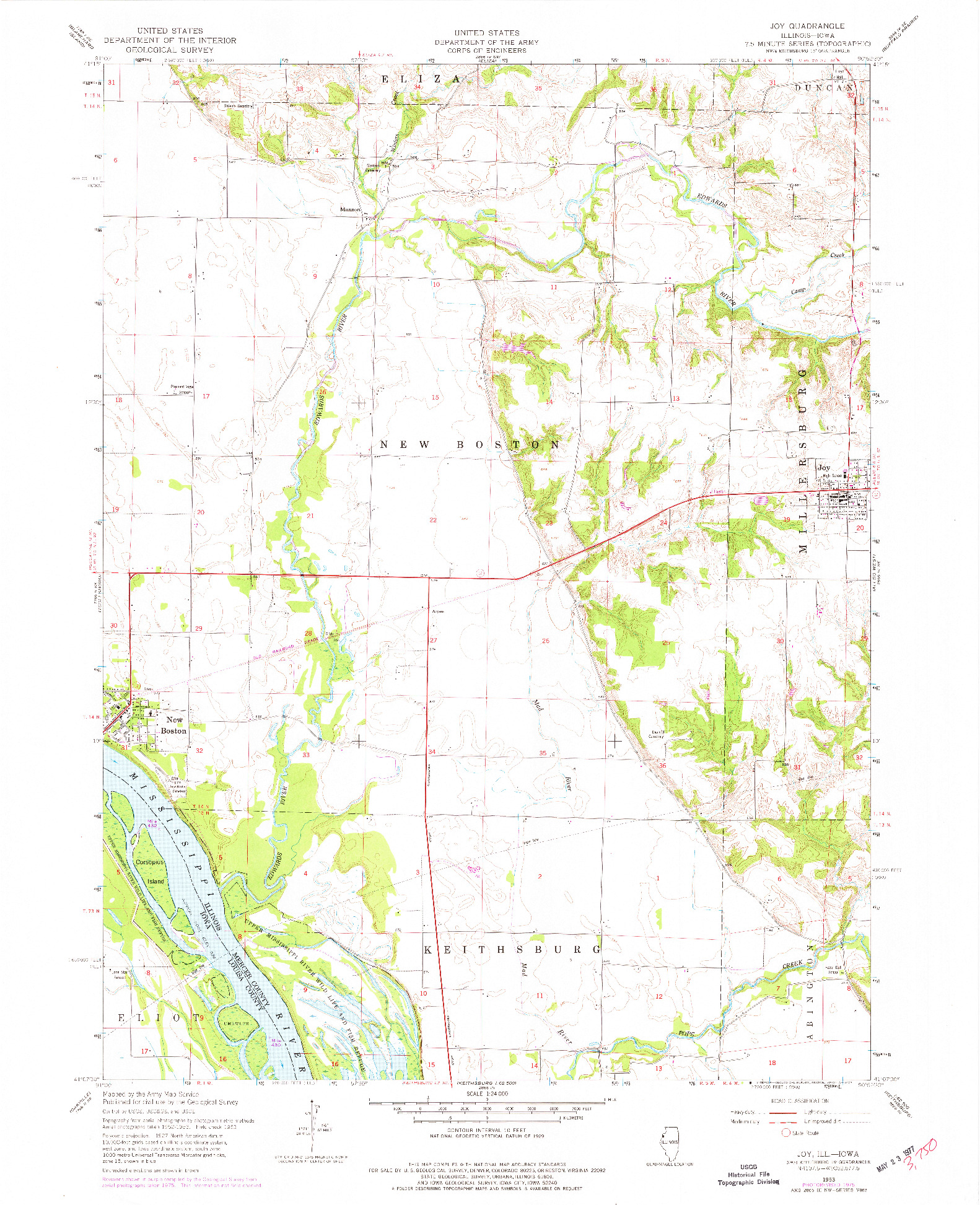 USGS 1:24000-SCALE QUADRANGLE FOR JOY, IL 1953