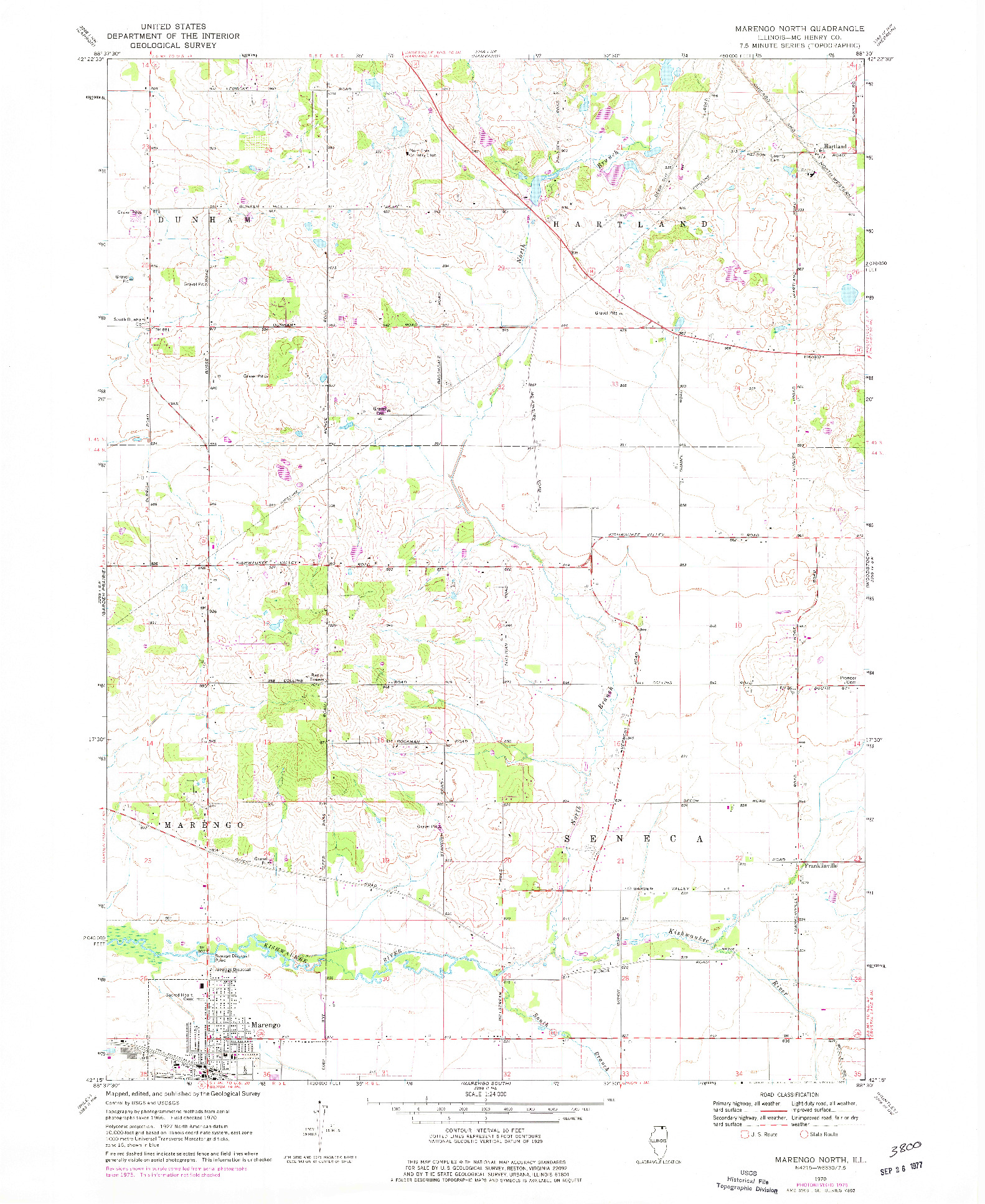 USGS 1:24000-SCALE QUADRANGLE FOR MARENGO NORTH, IL 1970