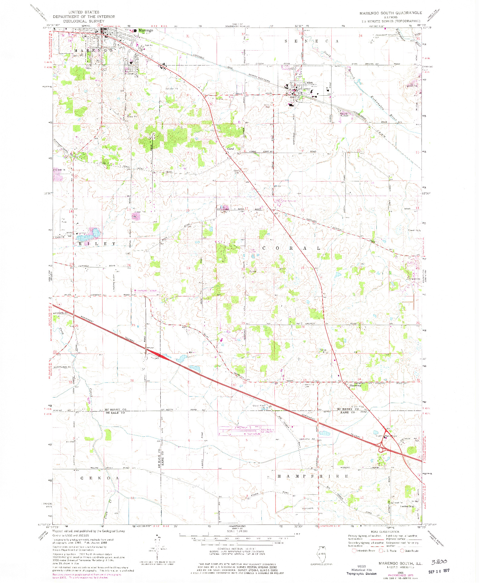 USGS 1:24000-SCALE QUADRANGLE FOR MARENGO SOUTH, IL 1968