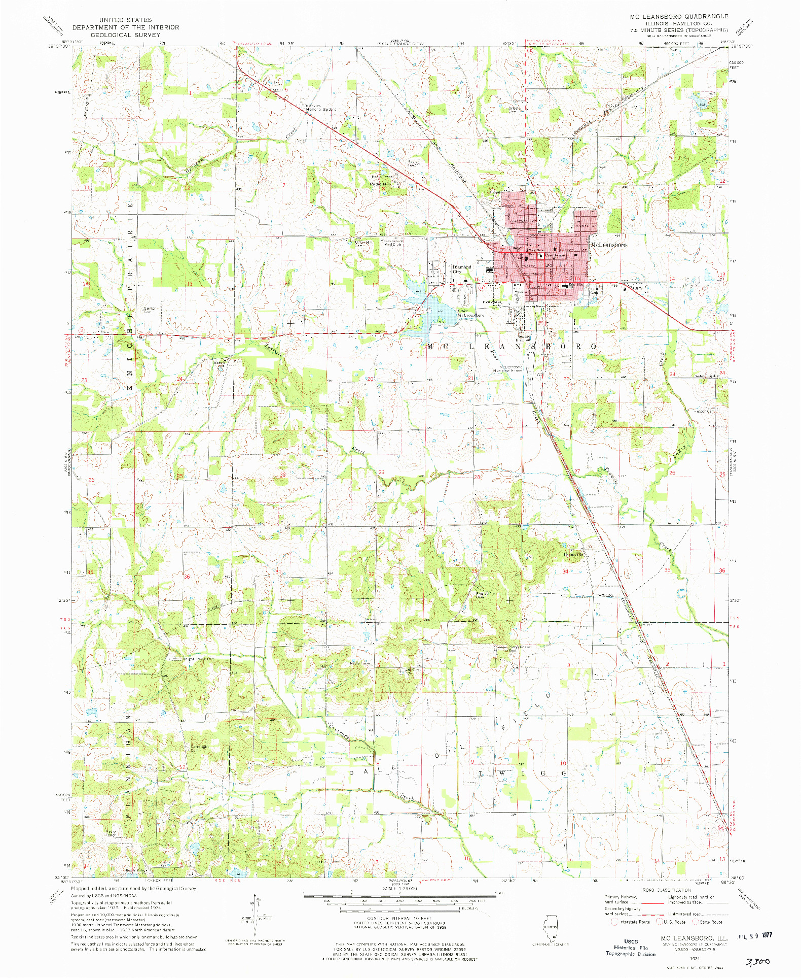 USGS 1:24000-SCALE QUADRANGLE FOR MCLEANSBORO, IL 1974