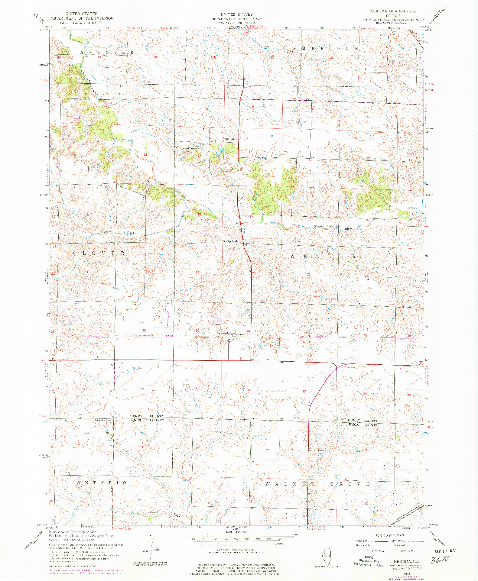 USGS 1:24000-SCALE QUADRANGLE FOR NEKOMA, IL 1953