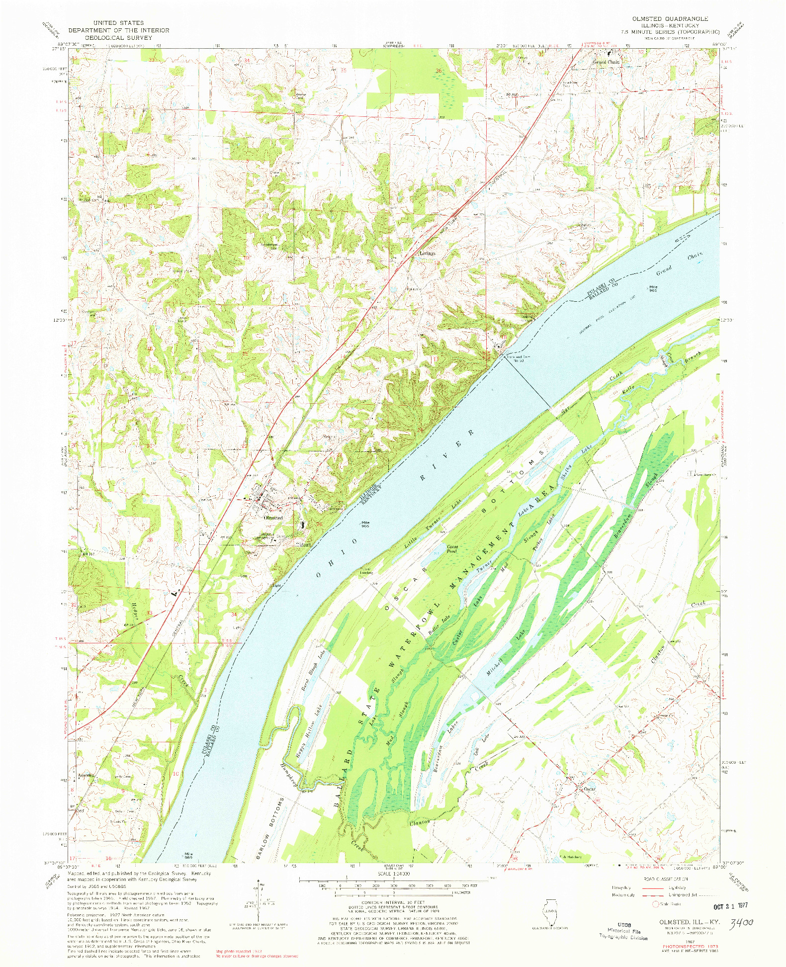 USGS 1:24000-SCALE QUADRANGLE FOR OLMSTED, IL 1967