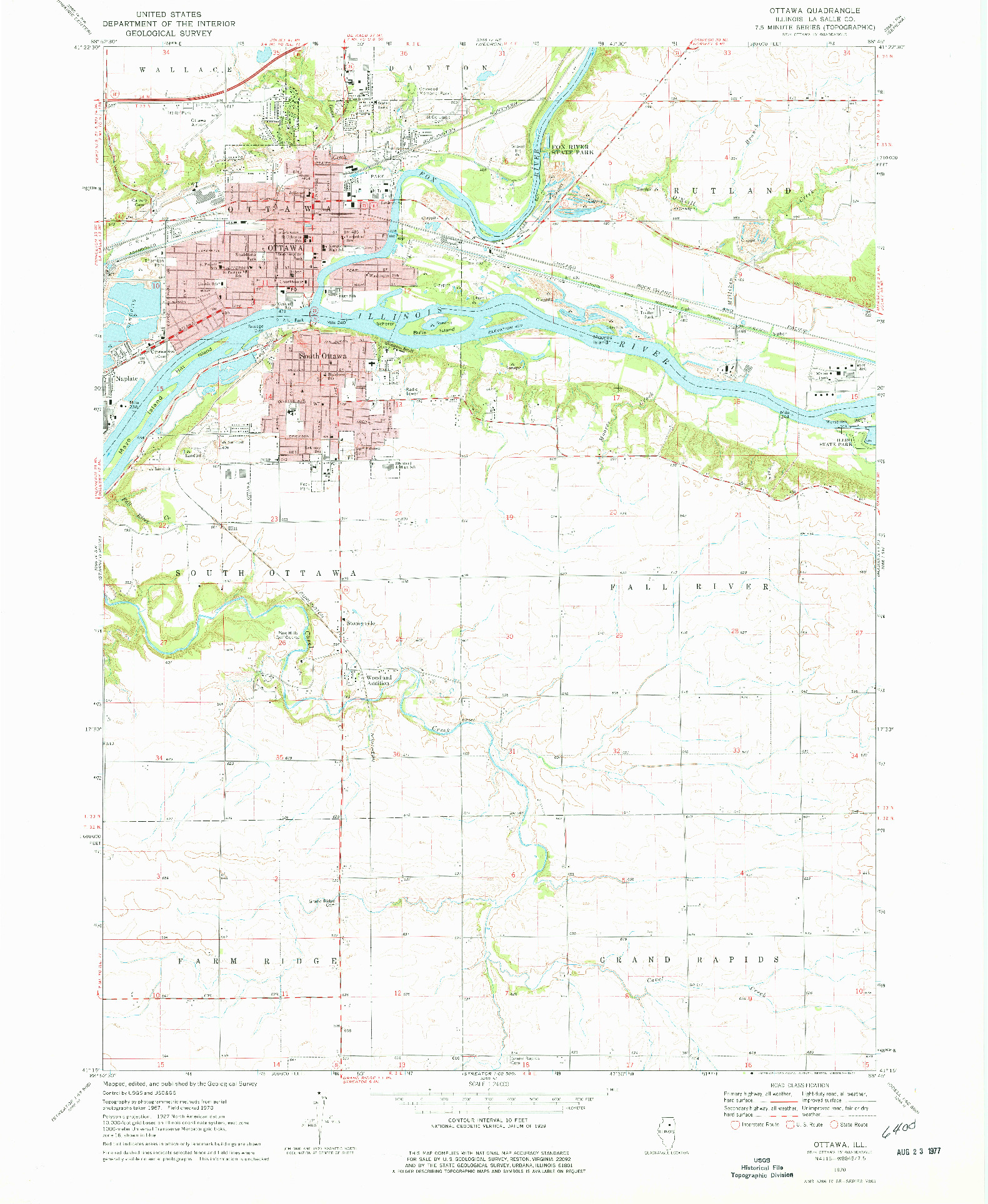 USGS 1:24000-SCALE QUADRANGLE FOR OTTAWA, IL 1970