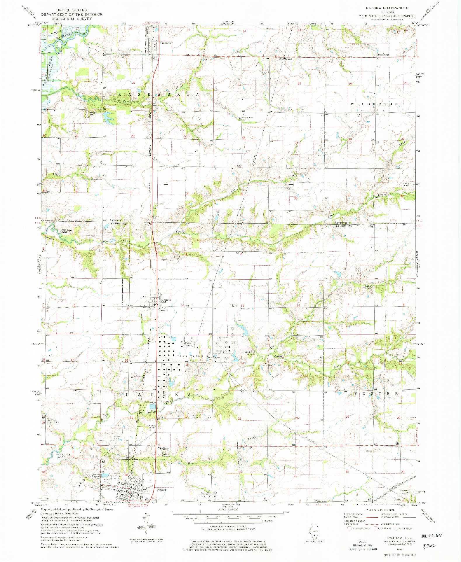 USGS 1:24000-SCALE QUADRANGLE FOR PATOKA, IL 1974