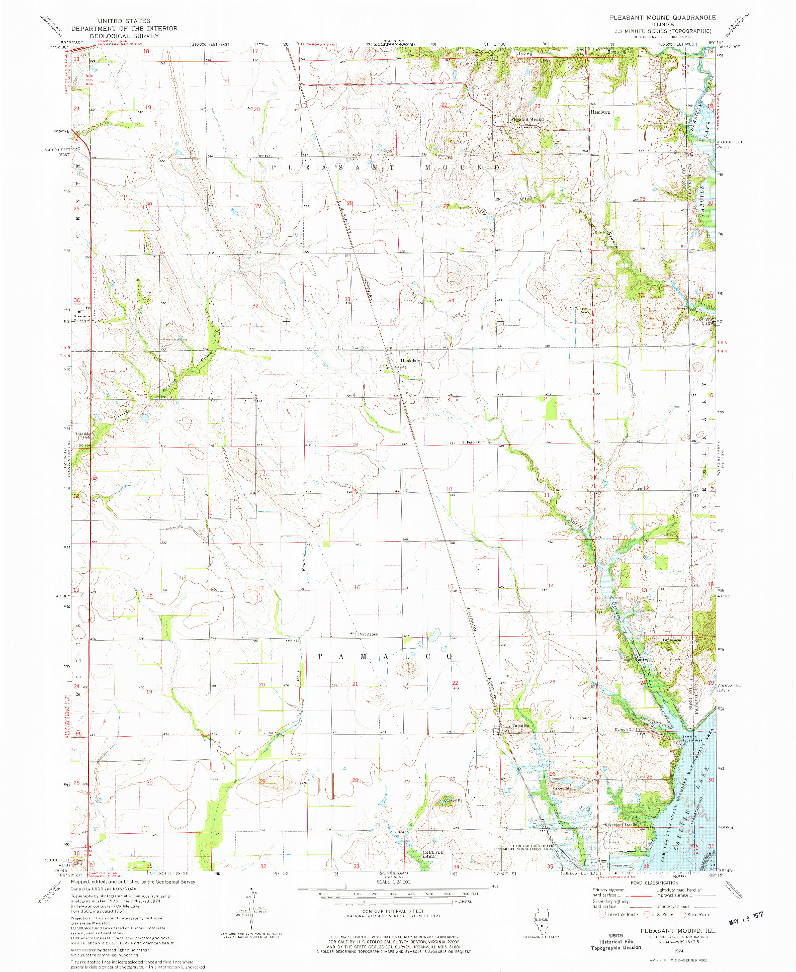 USGS 1:24000-SCALE QUADRANGLE FOR PLEASANT MOUND, IL 1974