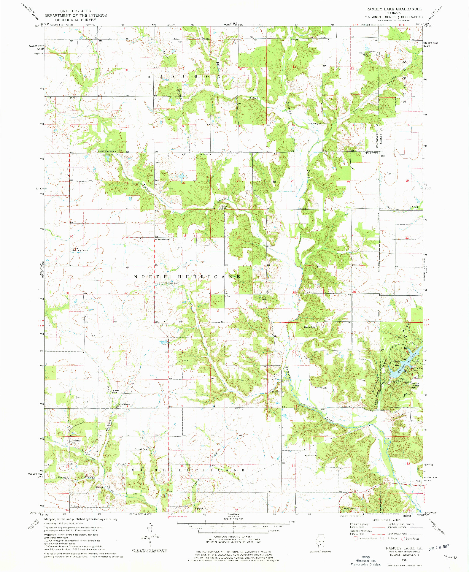 USGS 1:24000-SCALE QUADRANGLE FOR RAMSEY, IL 1974