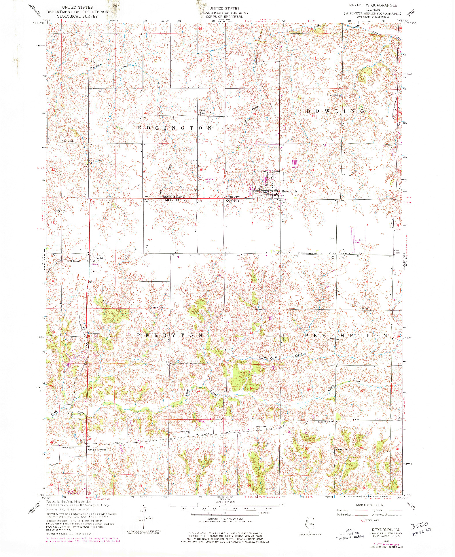 USGS 1:24000-SCALE QUADRANGLE FOR REYNOLDS, IL 1953
