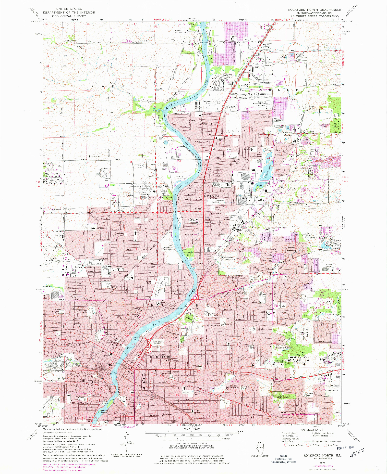 USGS 1:24000-SCALE QUADRANGLE FOR ROCKFORD NORTH, IL 1971