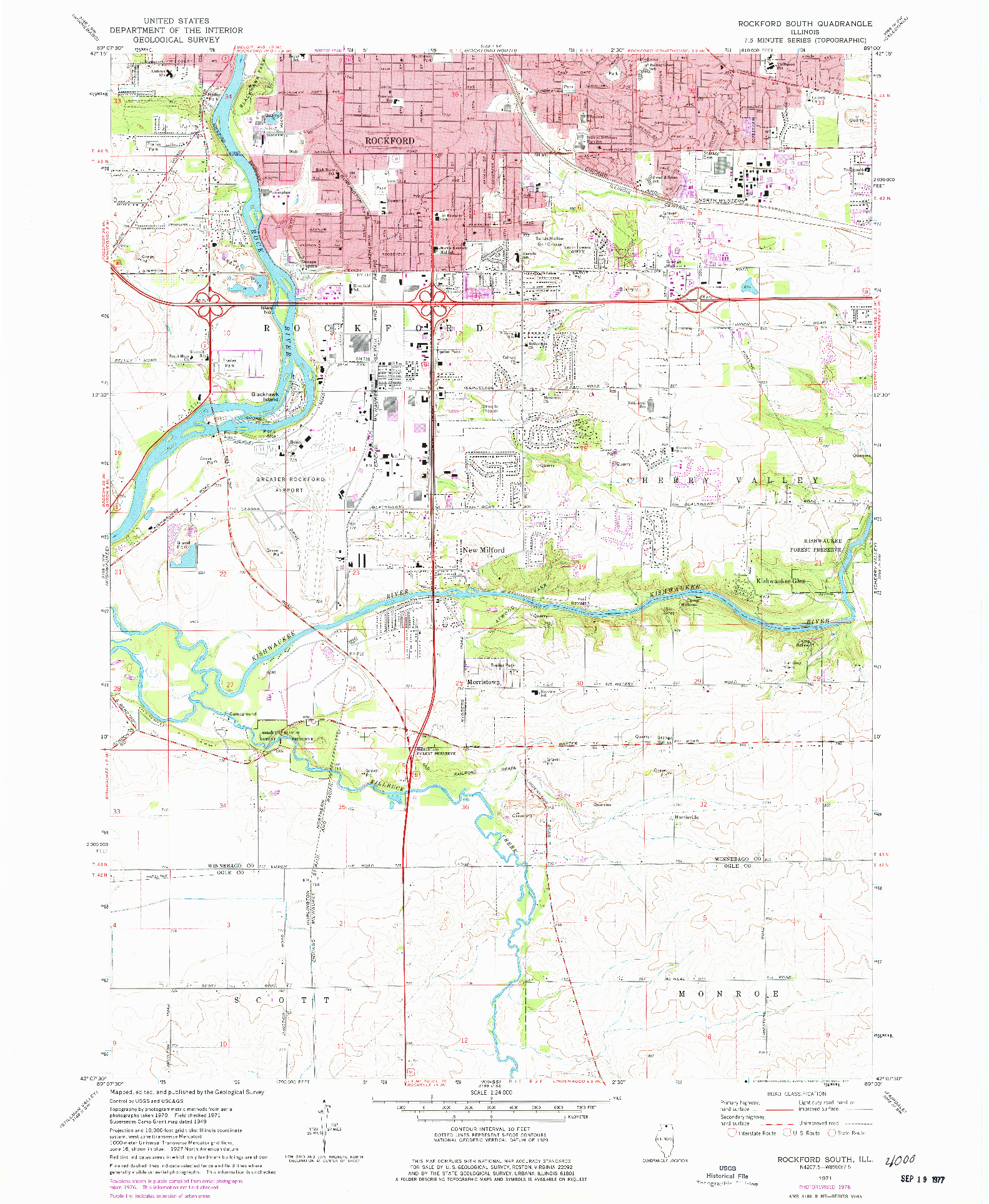 USGS 1:24000-SCALE QUADRANGLE FOR ROCKFORD SOUTH, IL 1971