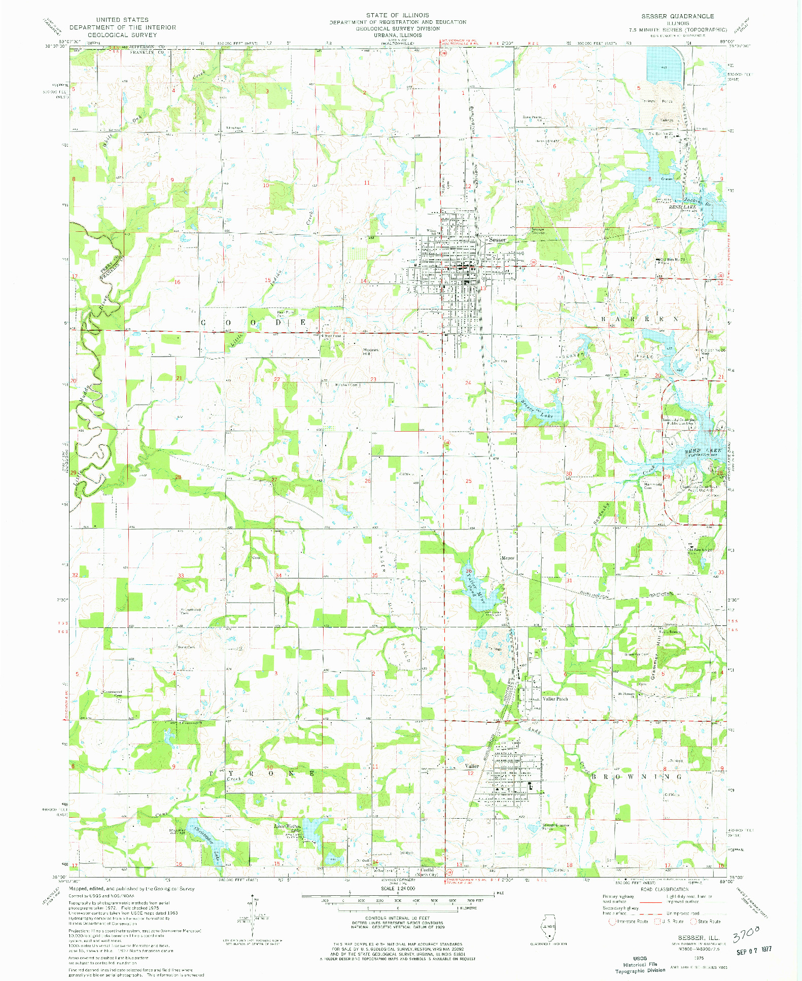 USGS 1:24000-SCALE QUADRANGLE FOR SESSER, IL 1975