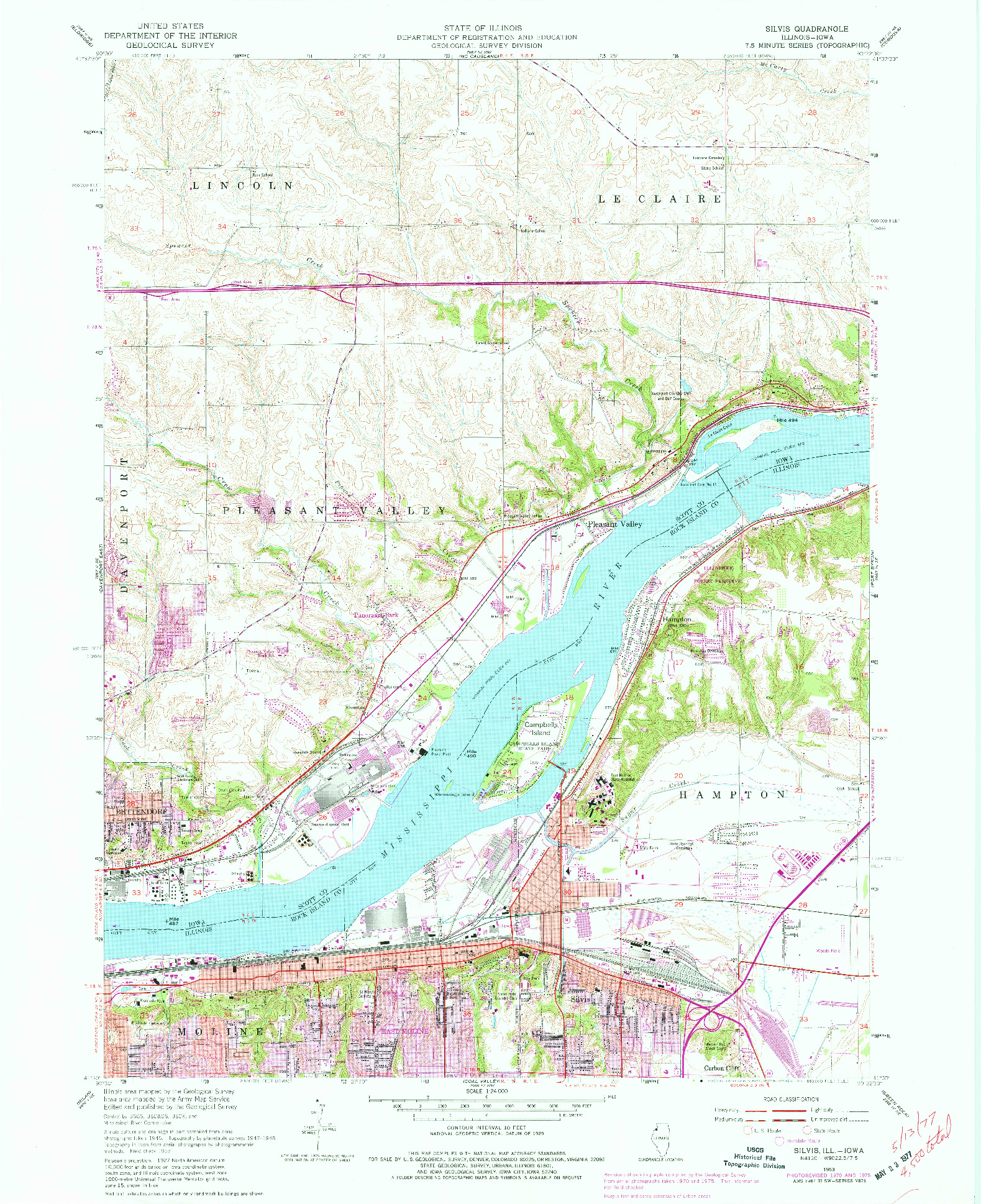 USGS 1:24000-SCALE QUADRANGLE FOR SILVIS, IL 1953