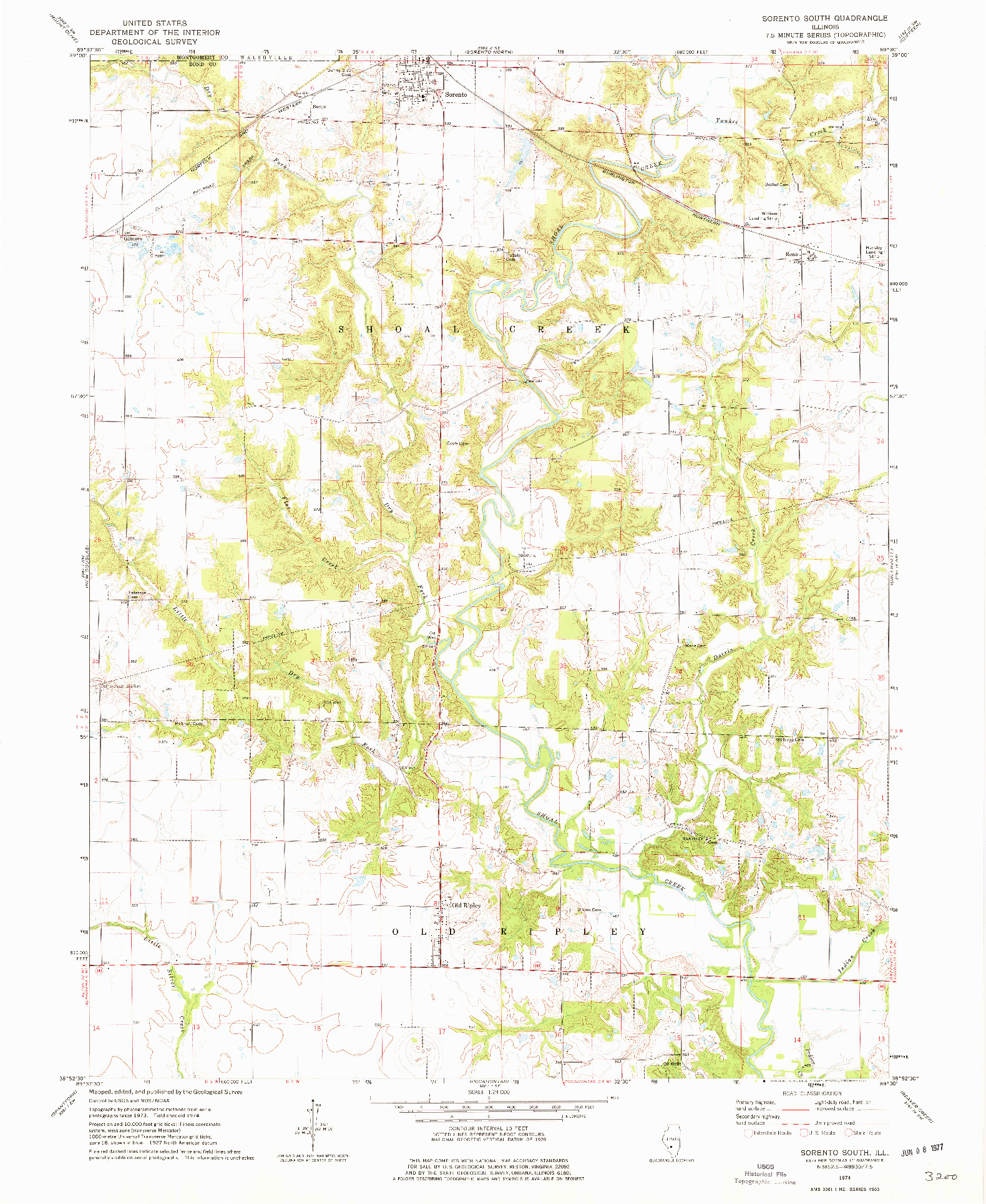 USGS 1:24000-SCALE QUADRANGLE FOR SORENTO SOUTH, IL 1974