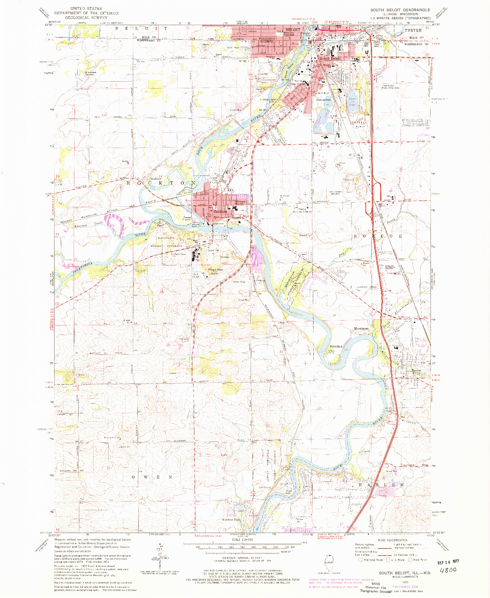 USGS 1:24000-SCALE QUADRANGLE FOR SOUTH BELOIT, IL 1971