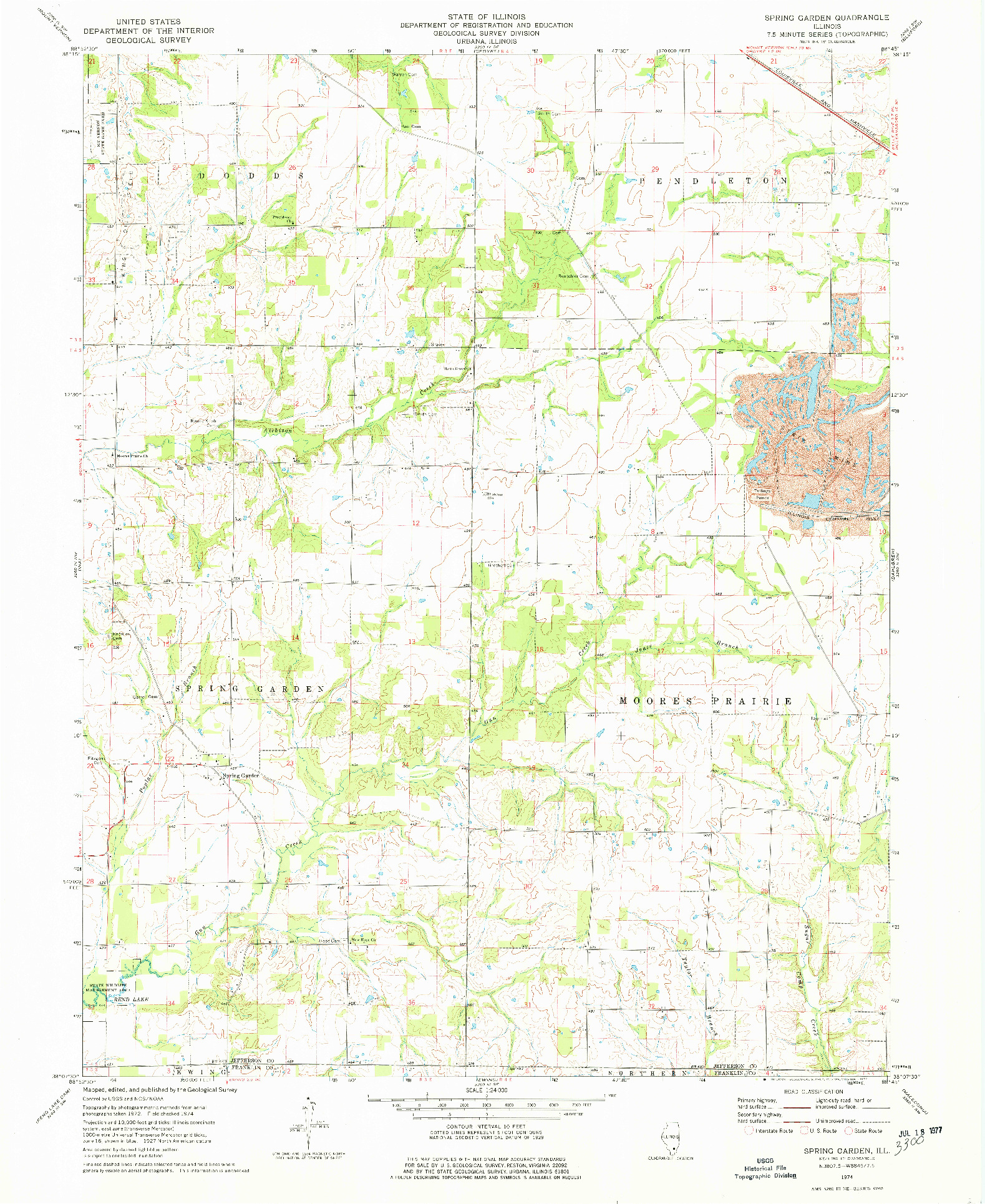 USGS 1:24000-SCALE QUADRANGLE FOR SPRING GARDEN, IL 1974