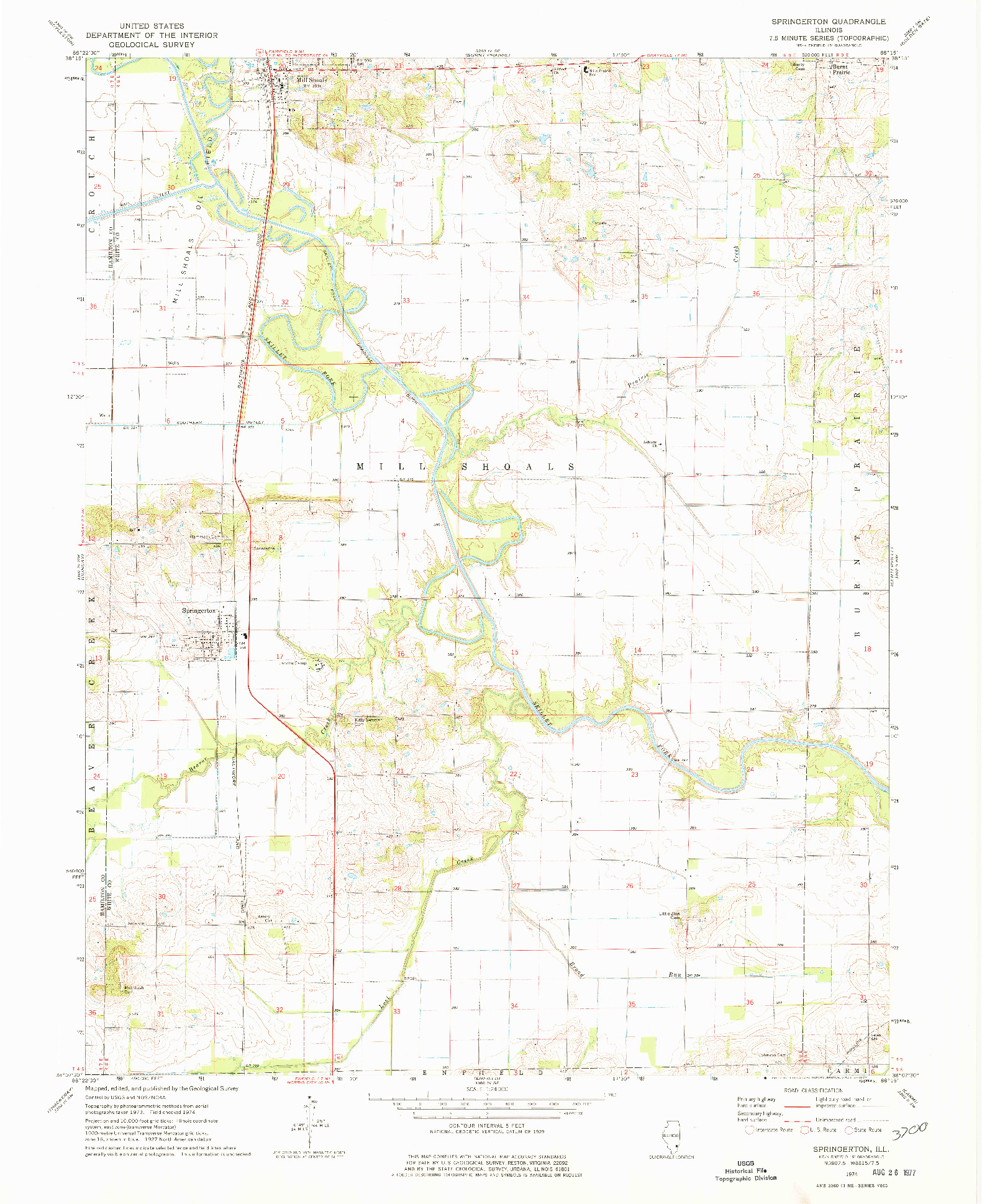 USGS 1:24000-SCALE QUADRANGLE FOR SPRINGERTON, IL 1974