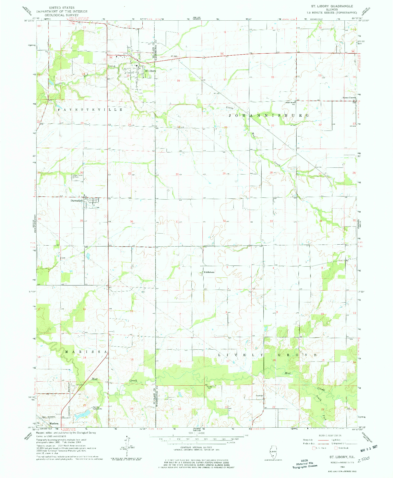 USGS 1:24000-SCALE QUADRANGLE FOR ST. LIBORY, IL 1964