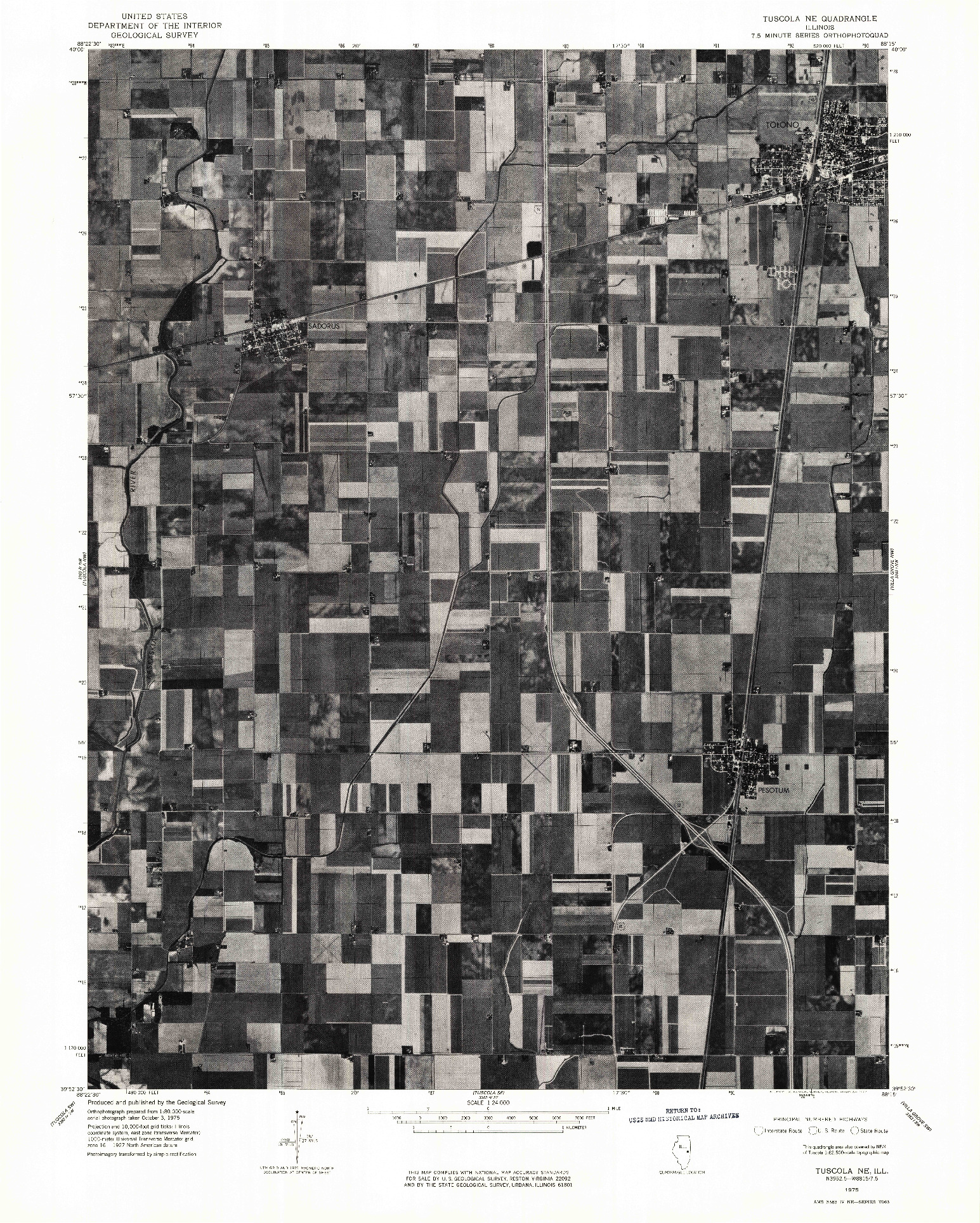 USGS 1:24000-SCALE QUADRANGLE FOR TUSCOLA NE, IL 1975