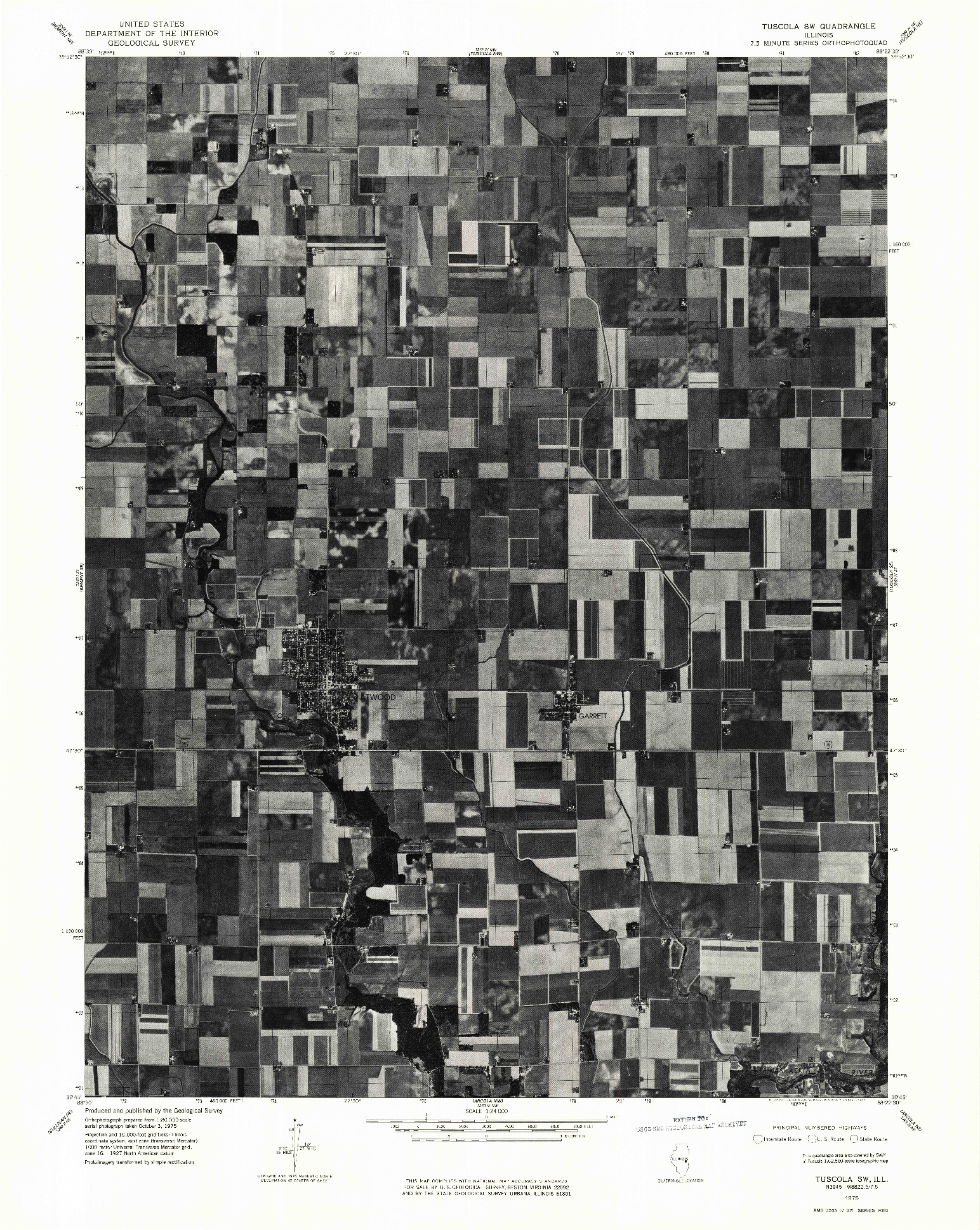 USGS 1:24000-SCALE QUADRANGLE FOR TUSCOLA SW, IL 1975