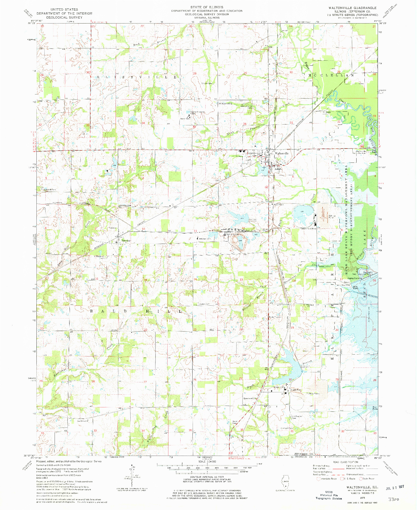 USGS 1:24000-SCALE QUADRANGLE FOR WALTONVILLE, IL 1975