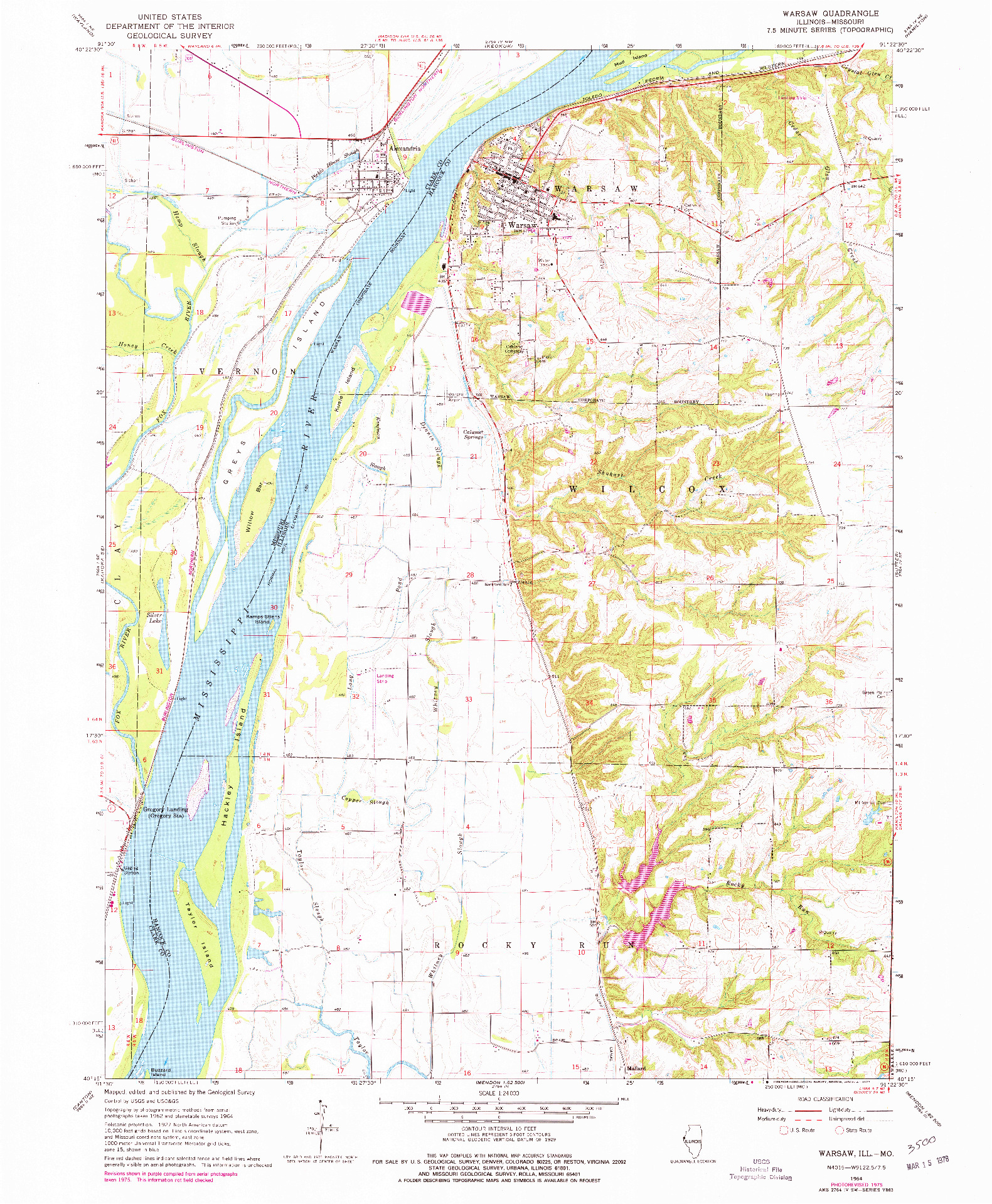USGS 1:24000-SCALE QUADRANGLE FOR WARSAW, IL 1964