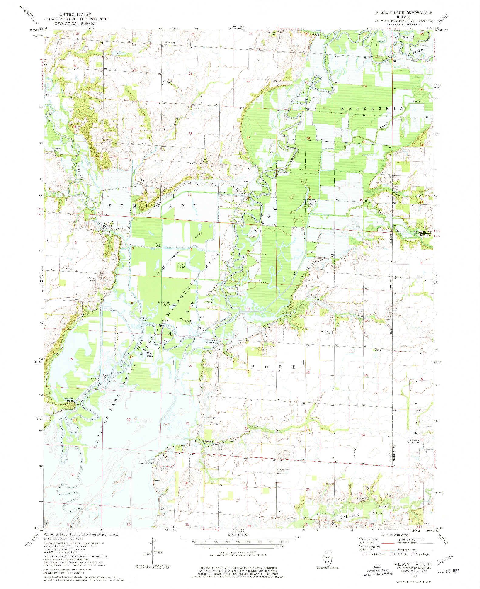 USGS 1:24000-SCALE QUADRANGLE FOR WILDCAT LAKE, IL 1974