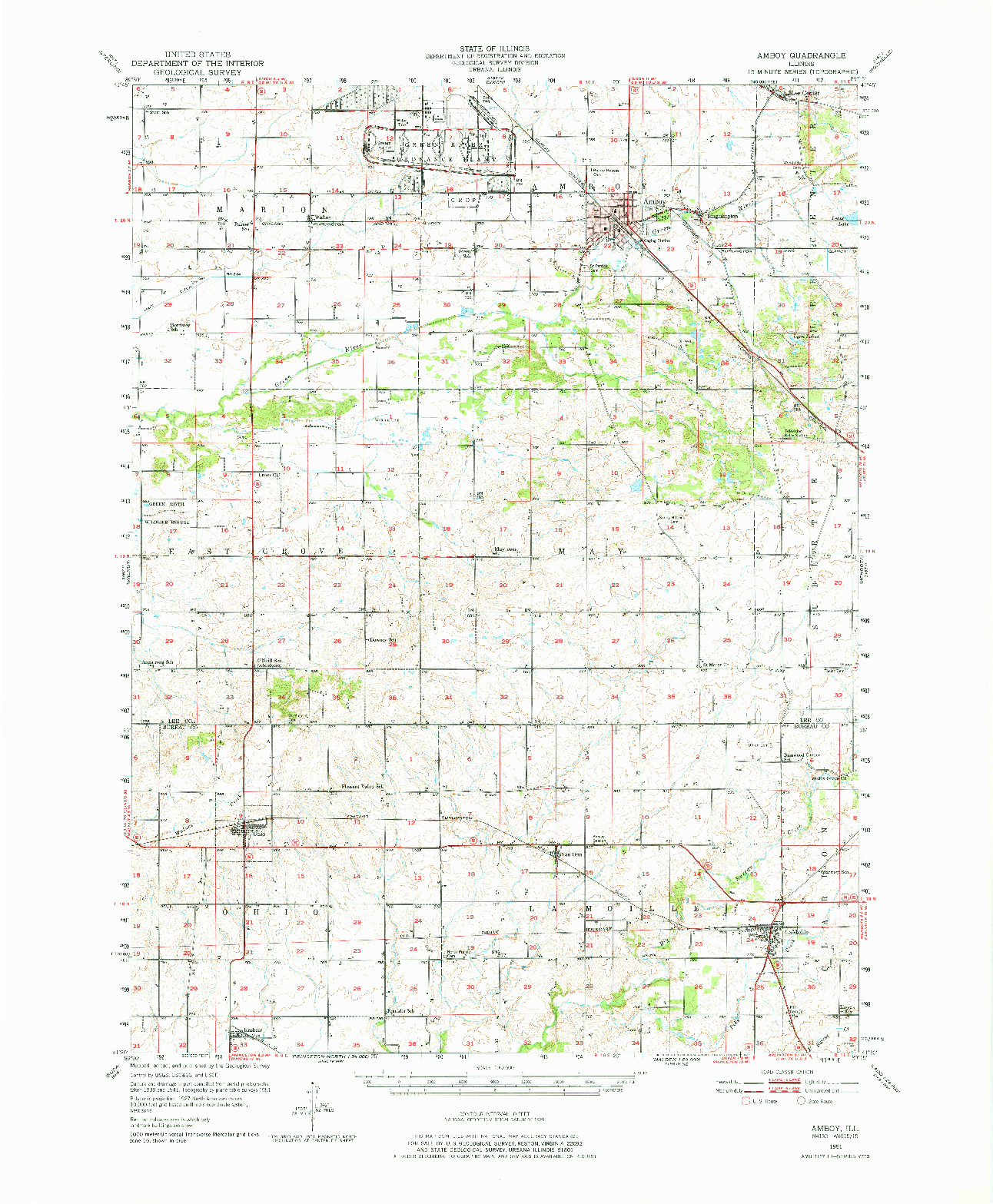 USGS 1:62500-SCALE QUADRANGLE FOR AMBOY, IL 1951