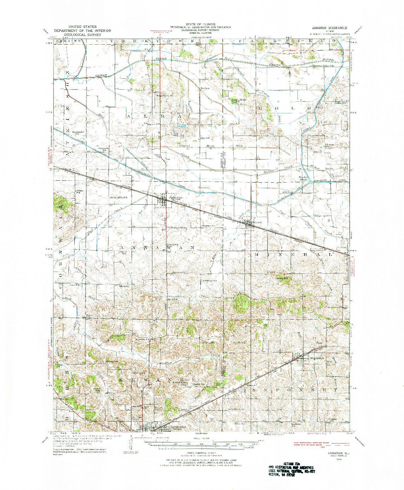 USGS 1:62500-SCALE QUADRANGLE FOR ANNAWAN, IL 1929