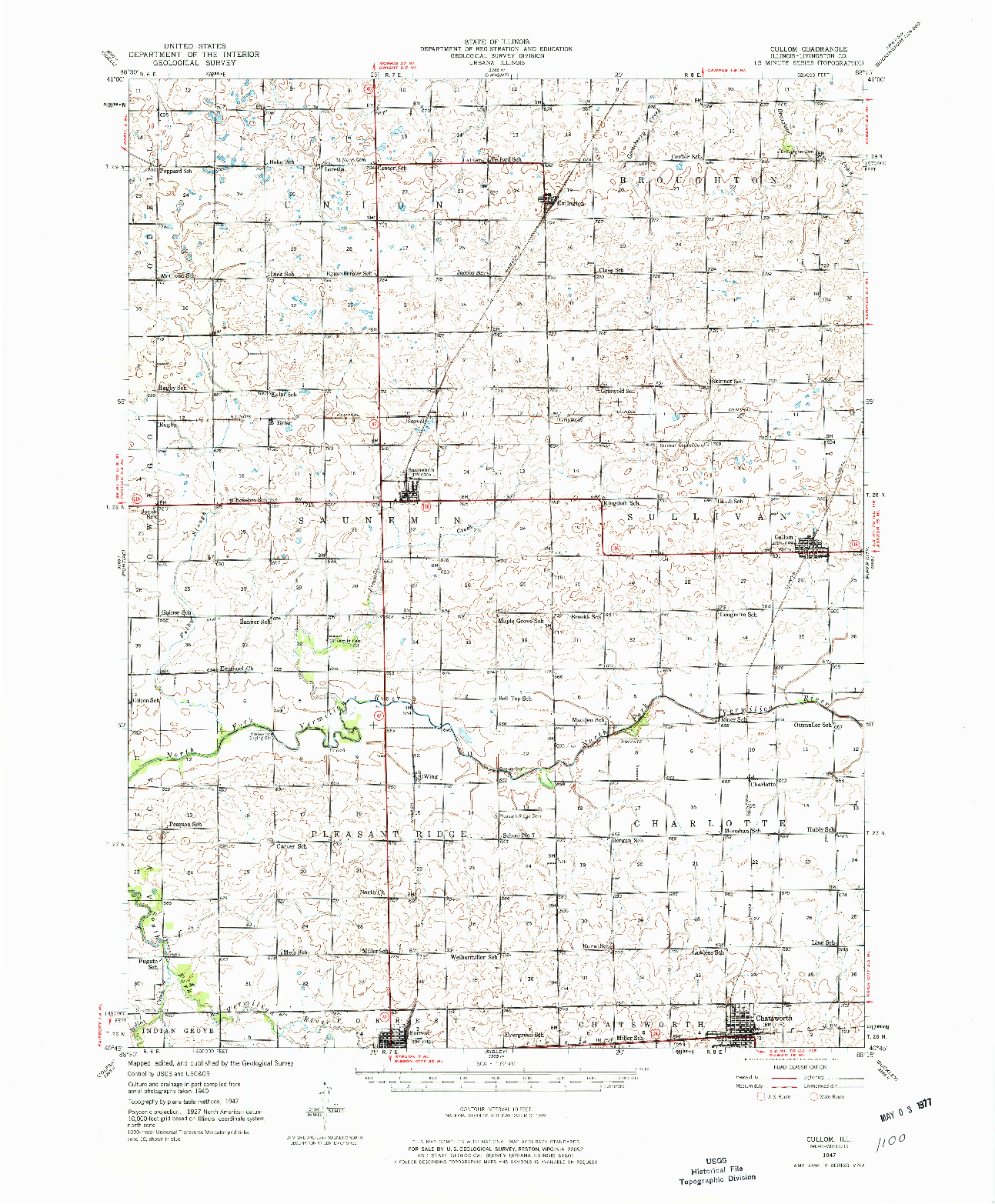 USGS 1:62500-SCALE QUADRANGLE FOR CULLOM, IL 1947