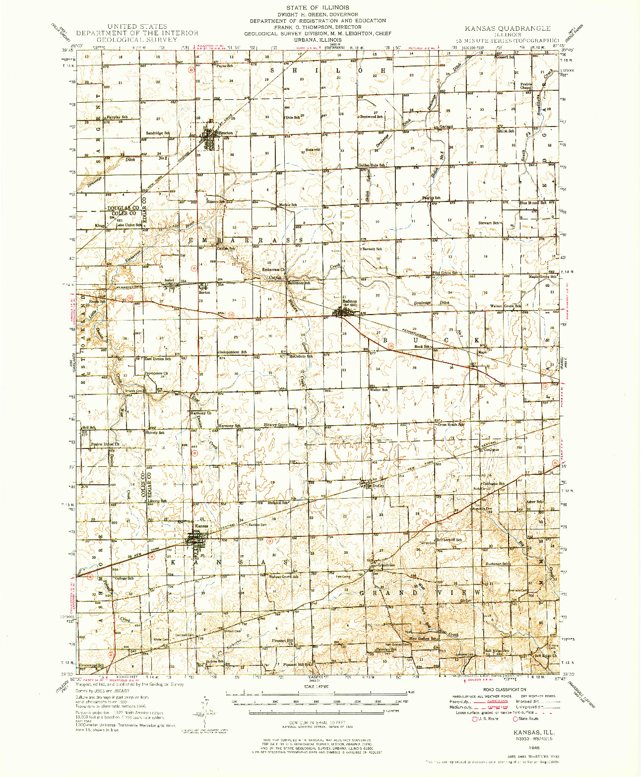 USGS 1:62500-SCALE QUADRANGLE FOR KANSAS, IL 1946