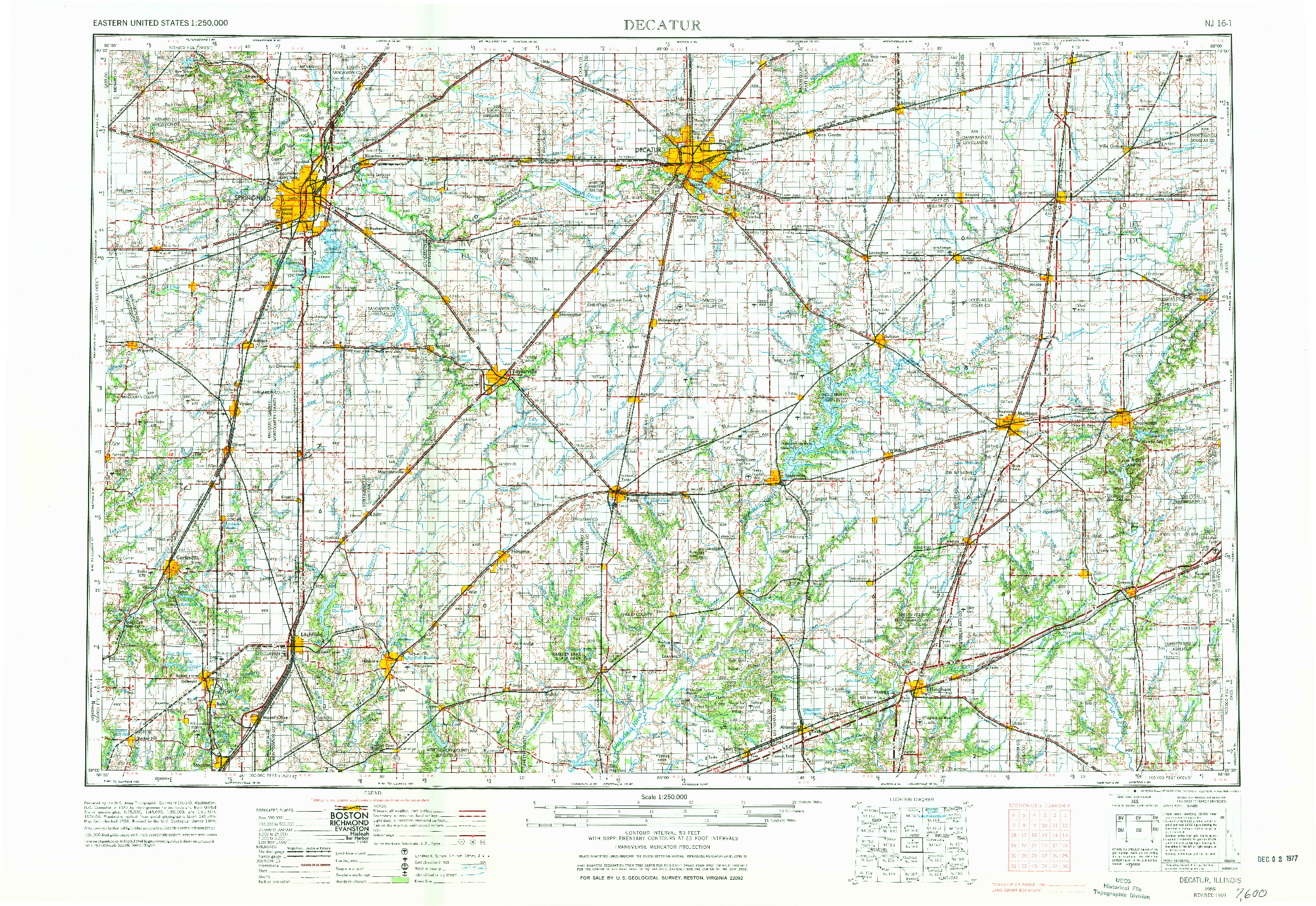 USGS 1:250000-SCALE QUADRANGLE FOR DECATUR, IL 1958