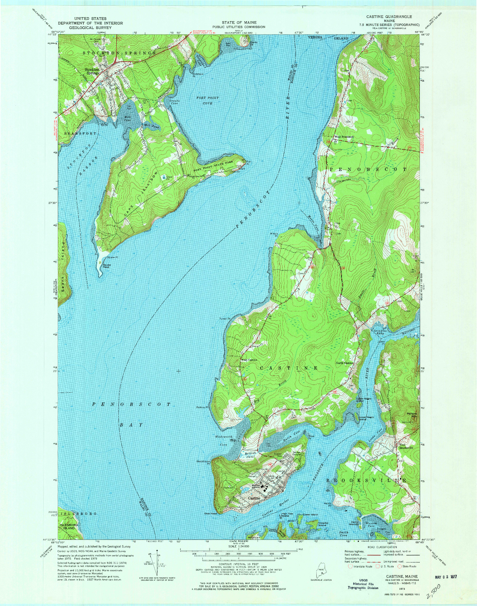 USGS 1:24000-SCALE QUADRANGLE FOR CASTINE, ME 1973