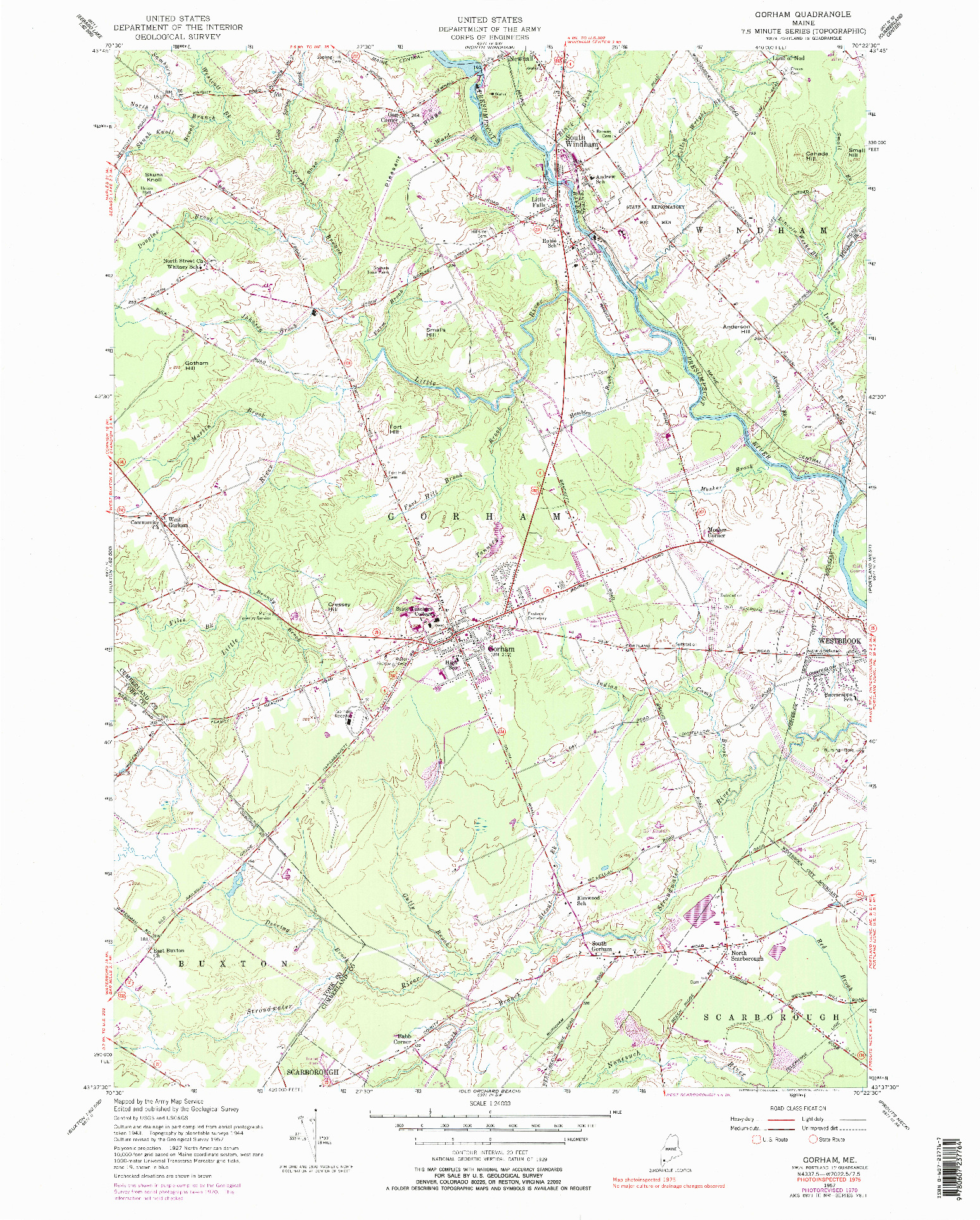 USGS 1:24000-SCALE QUADRANGLE FOR GORHAM, ME 1957