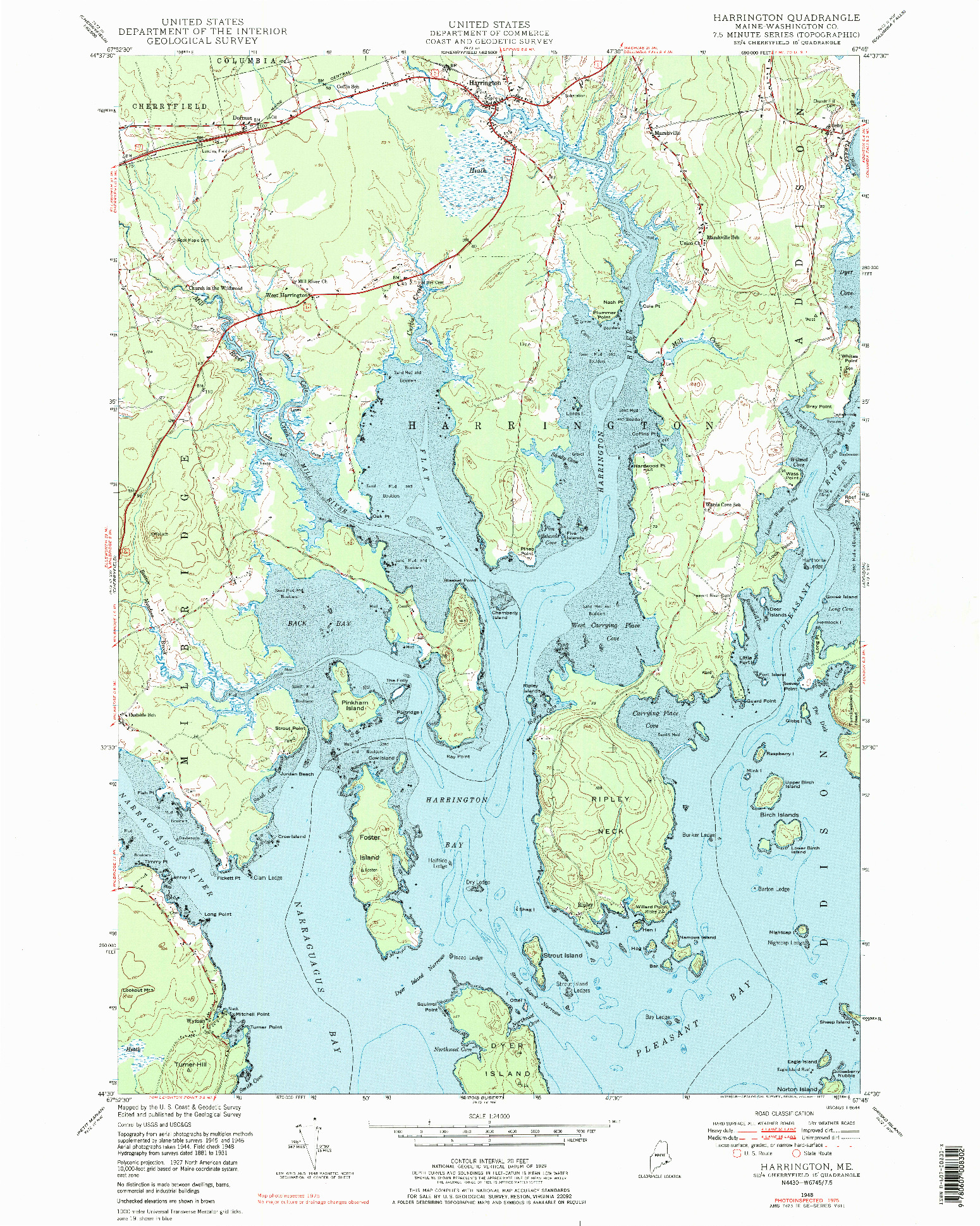 USGS 1:24000-SCALE QUADRANGLE FOR HARRINGTON, ME 1948