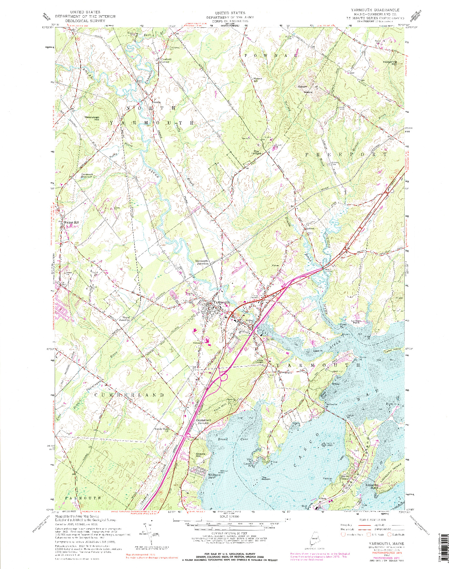 USGS 1:24000-SCALE QUADRANGLE FOR YARMOUTH, ME 1957