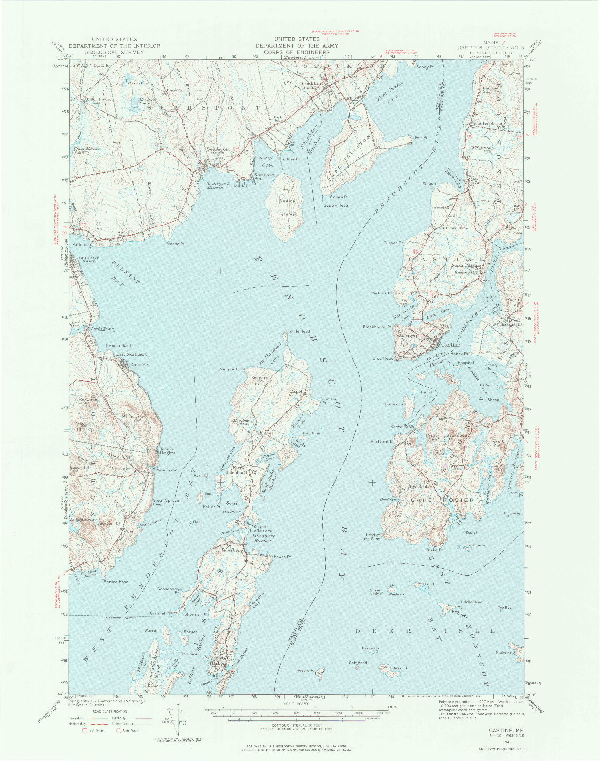 USGS 1:62500-SCALE QUADRANGLE FOR CASTINE, ME 1941