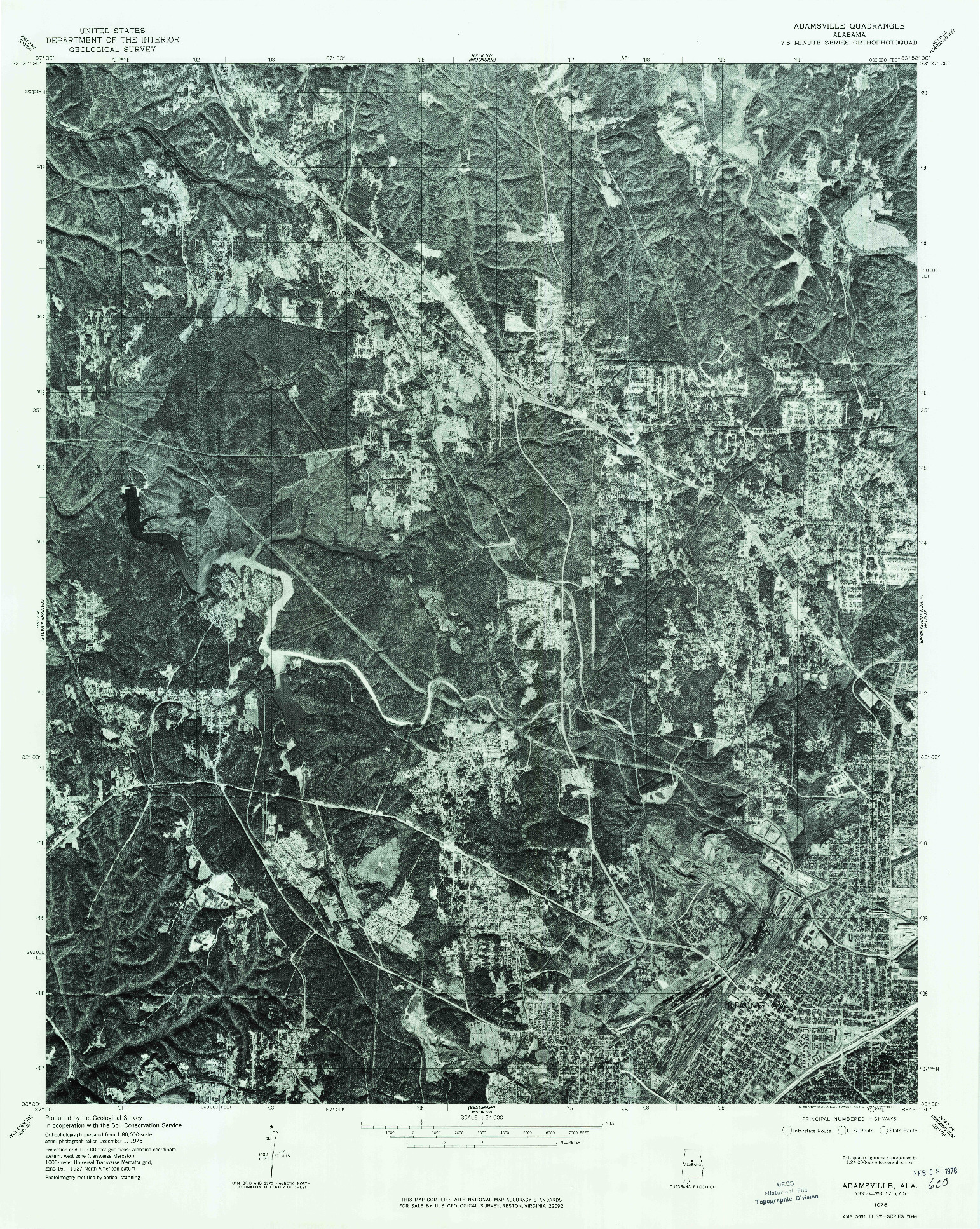 USGS 1:24000-SCALE QUADRANGLE FOR ADAMSVILLE, AL 1975