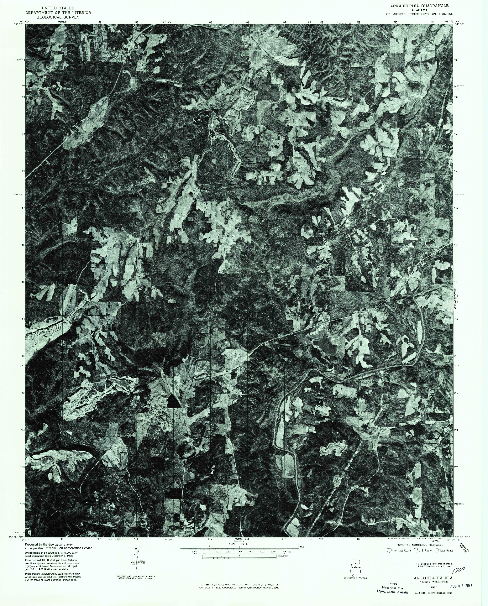 USGS 1:24000-SCALE QUADRANGLE FOR ARKADELPHIA, AL 1975