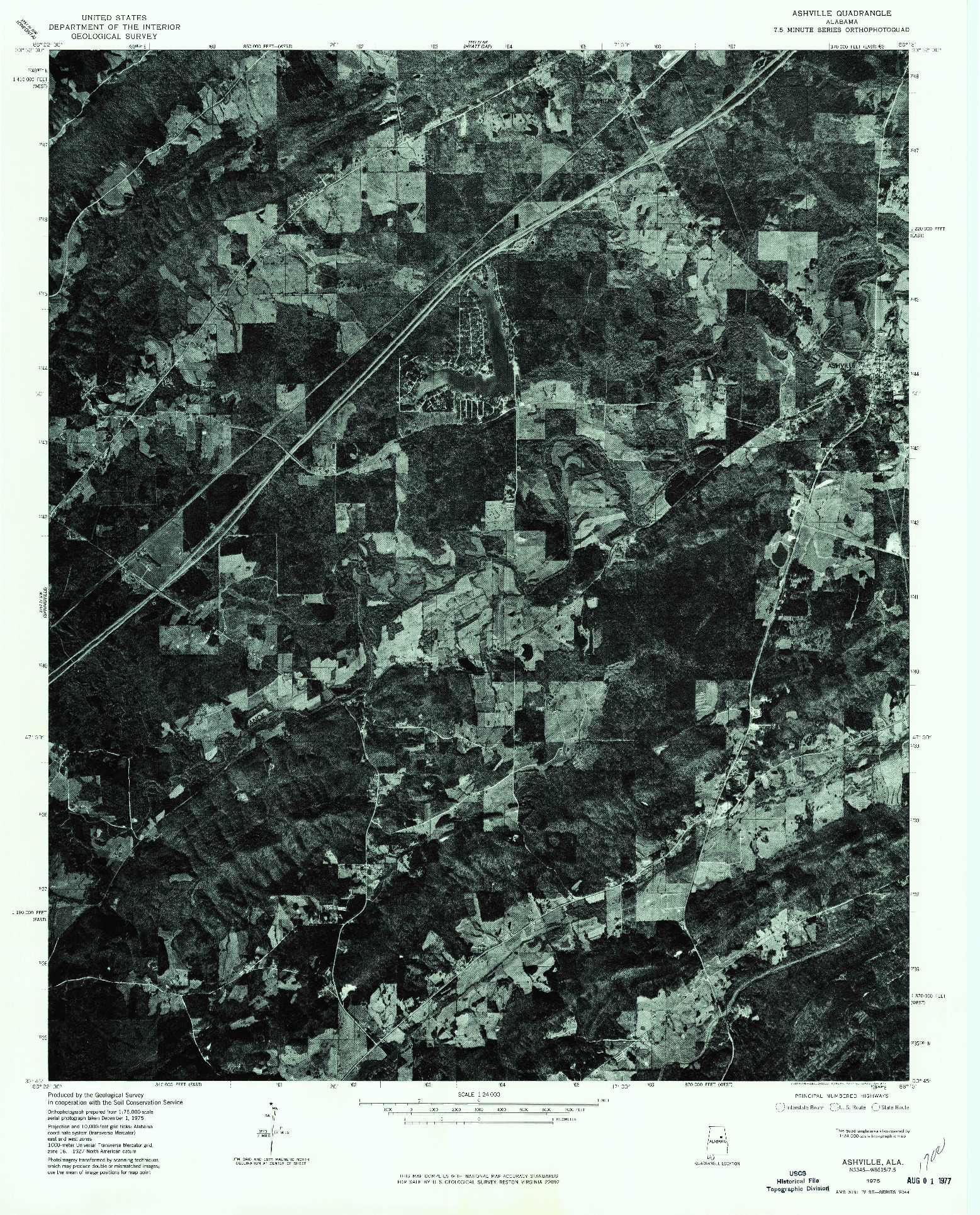 USGS 1:24000-SCALE QUADRANGLE FOR ASHVILLE, AL 1975