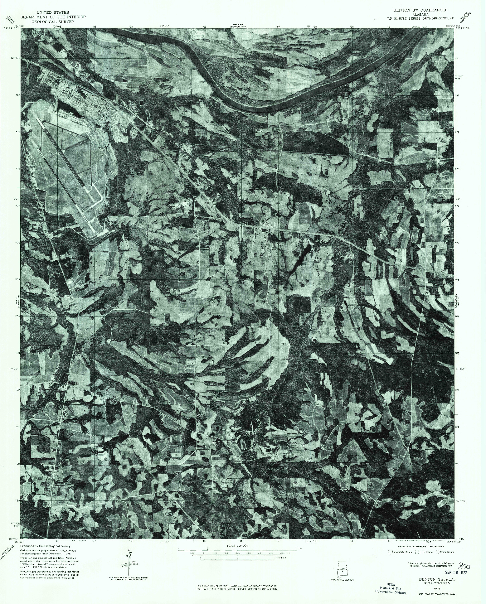 USGS 1:24000-SCALE QUADRANGLE FOR BENTON SW, AL 1975