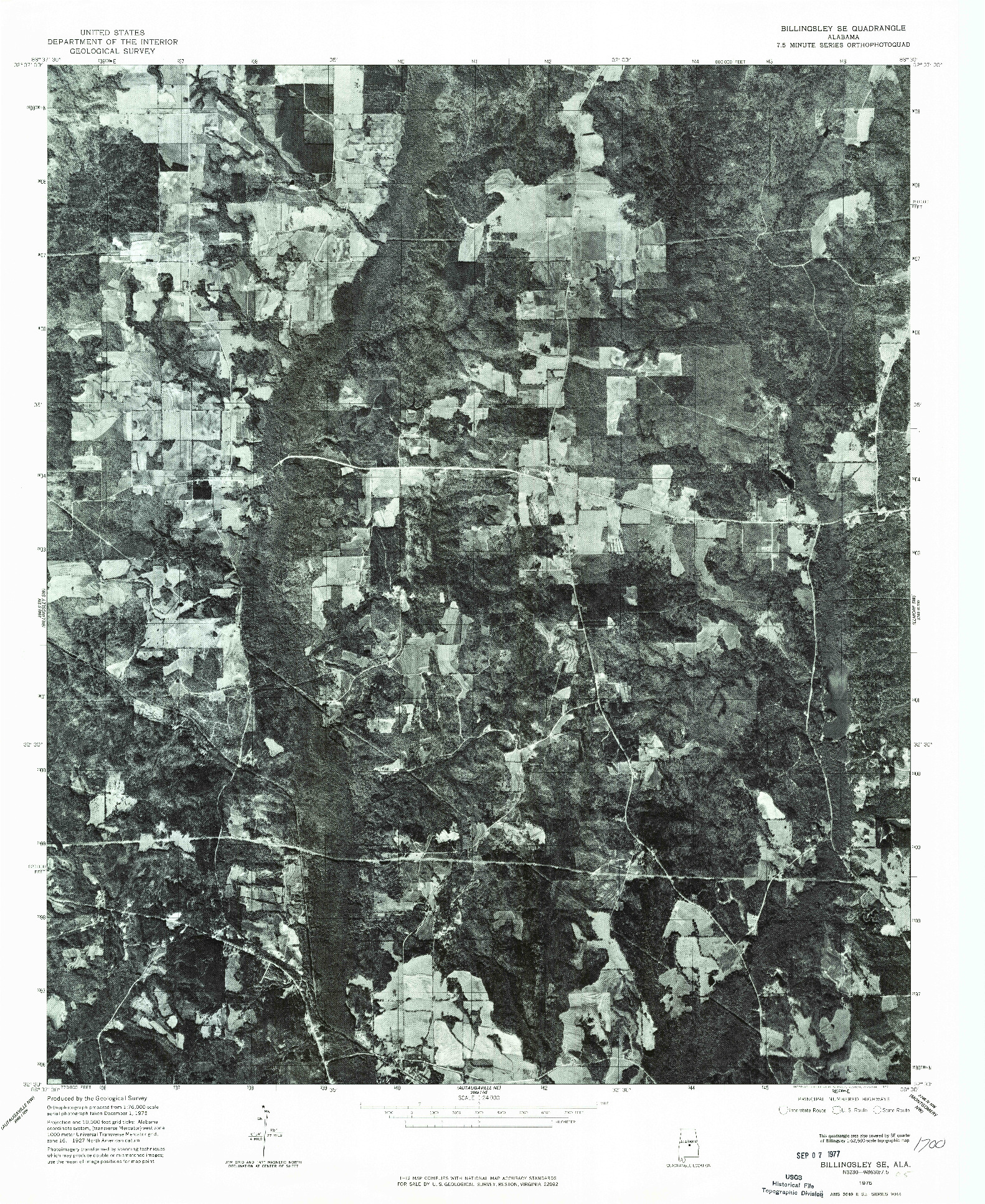 USGS 1:24000-SCALE QUADRANGLE FOR BILLINGSLEY SE, AL 1975