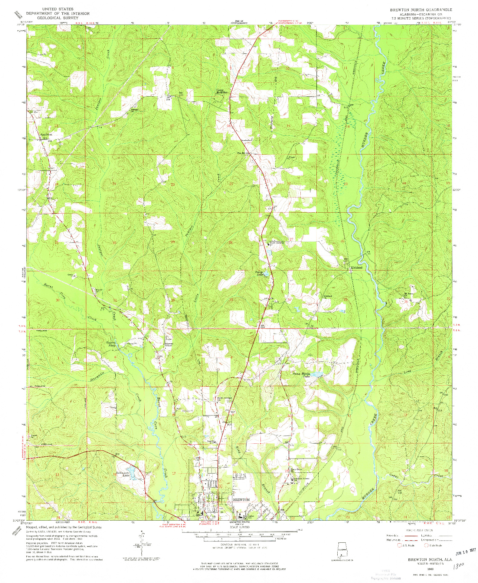 USGS 1:24000-SCALE QUADRANGLE FOR BREWTON NORTH, AL 1960